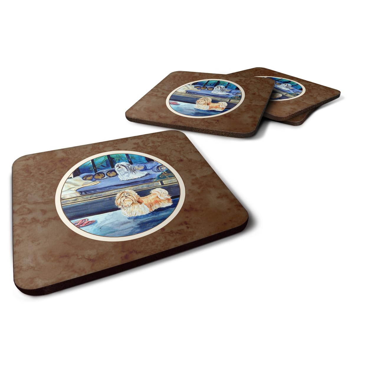 Carolines Treasures Shih Tzu Double Trouble Foam Coasters (Set of 4), 3.5, Multicolor