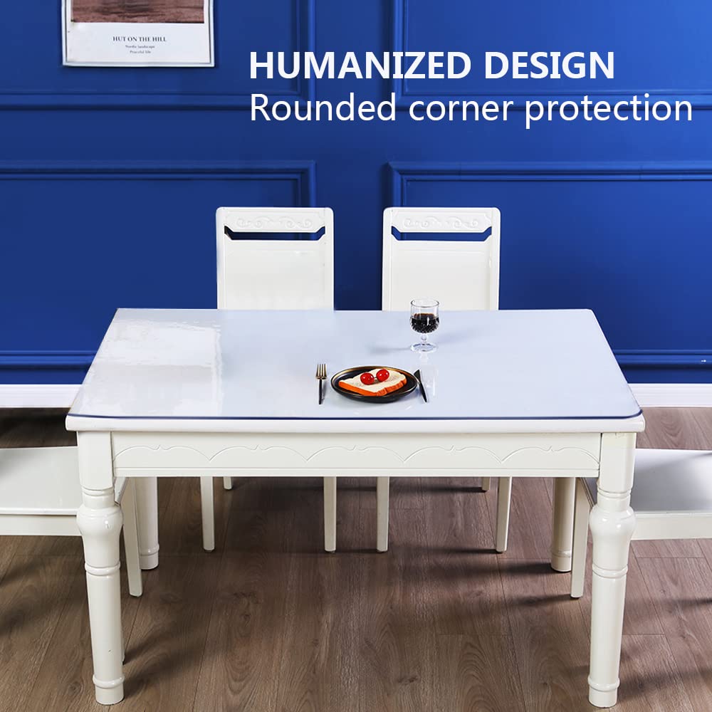 Vinyl Table Cloths Transparent Office Desk Blotter Mat Plastic Table Protector Vinal Tabletop Topper Easy Clean Wipeable Anti Sc