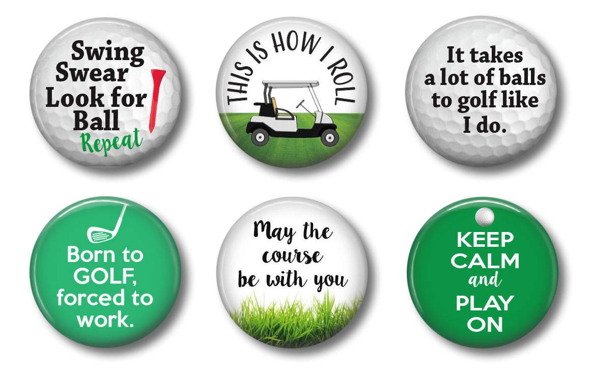 Locker Magnets For Boys - Golf - Set Of Six 1.75'' - Whiteboard Office Or Fridge - Funny Magnet Gift Set (Golf)