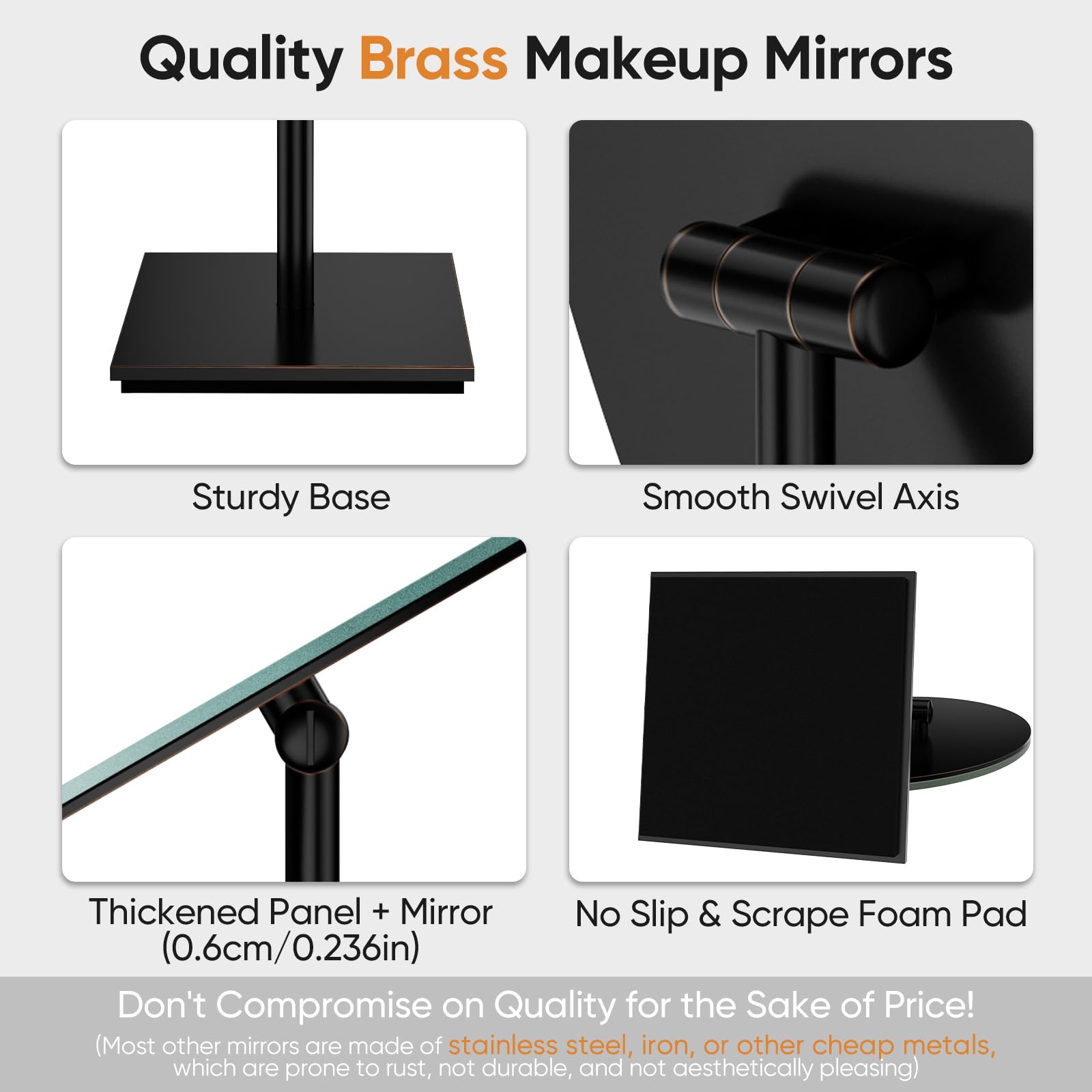 Gurun Large Oval Tabletop Vanity Mirror 7X12 Oil Rubbed Bronze/Black Bronze Luxuries Makeup Mirror With Stand For Jeweller'S M20