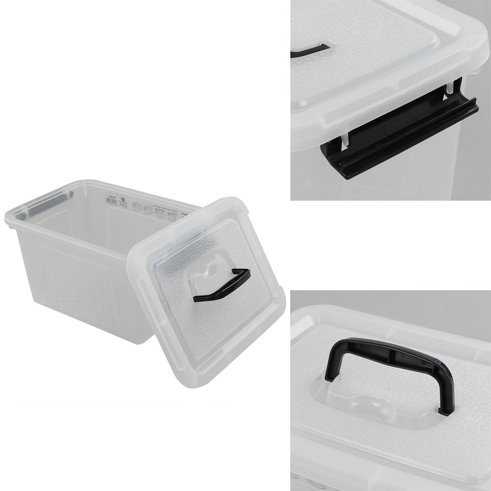 Ggbin 6 Quart Clear Latch Storage Box With Black Handle And Latches - 4 Pack