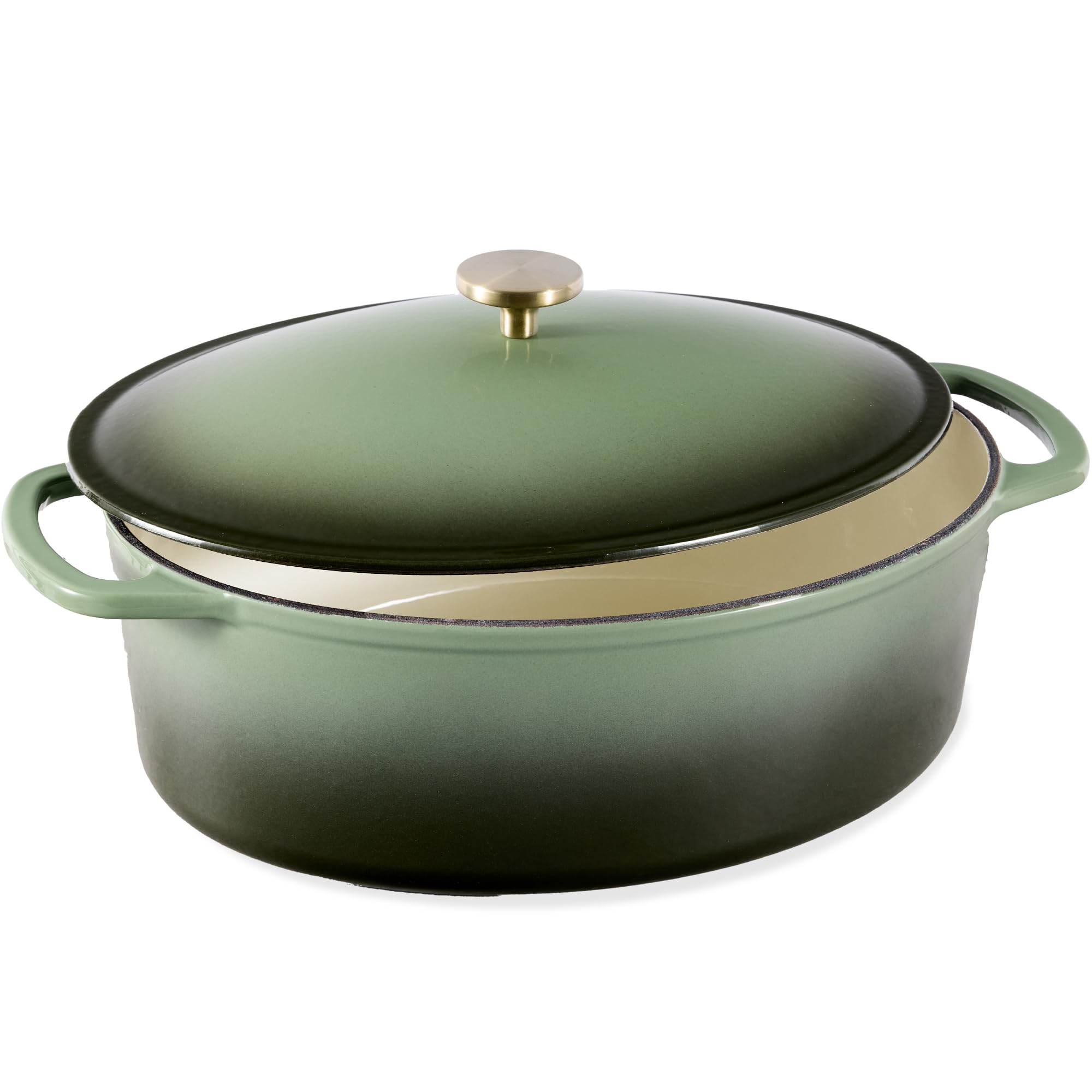 Best Choice Products Oval 7.5 Quart Enamel Cast-Iron Dutch Oven, Heavy-Duty Pre-Seasoned For Baking, Cooking W/Side Handles - De