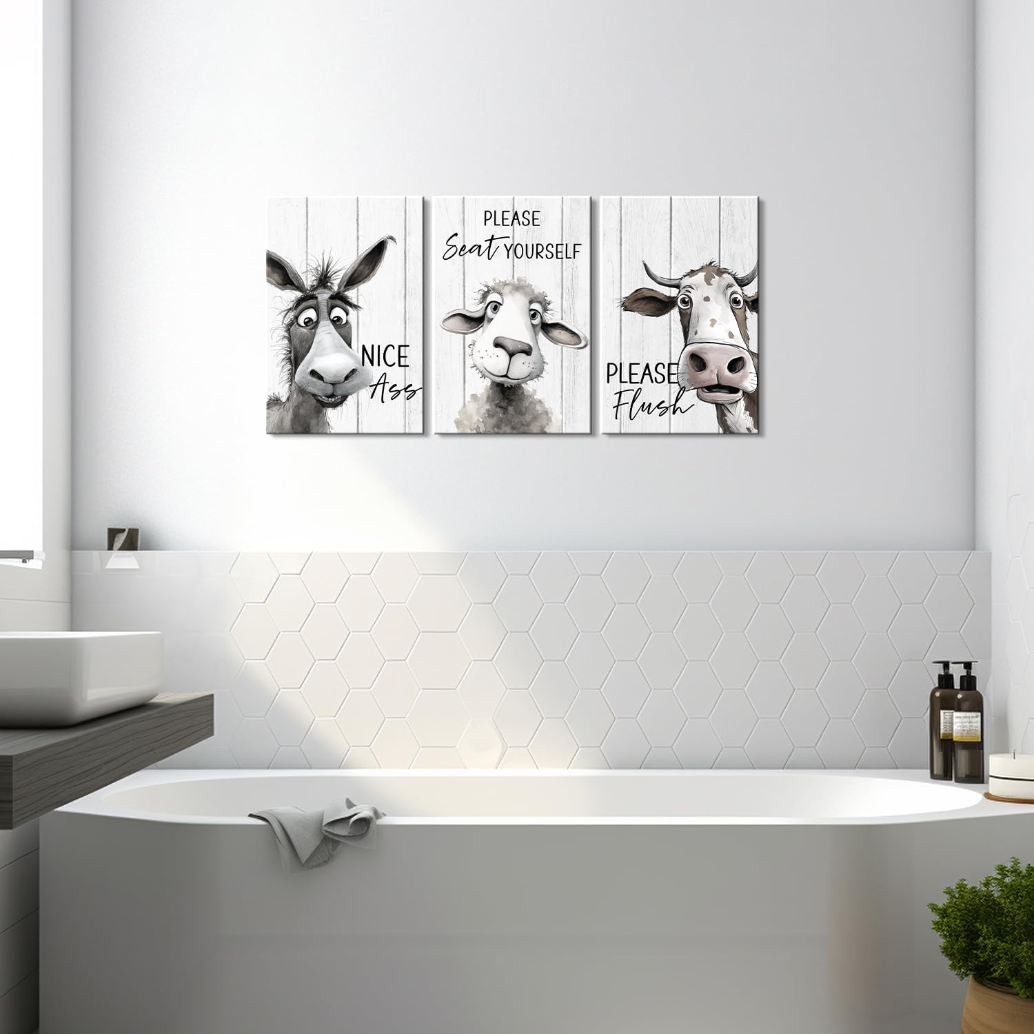 Mistyefly 3 Pieces Bathroom Wall Decor Funny Bathroom Wall Art Funny Bathroom Wall Decor Funny Bathroom Sign Bathroom Quotes Wal