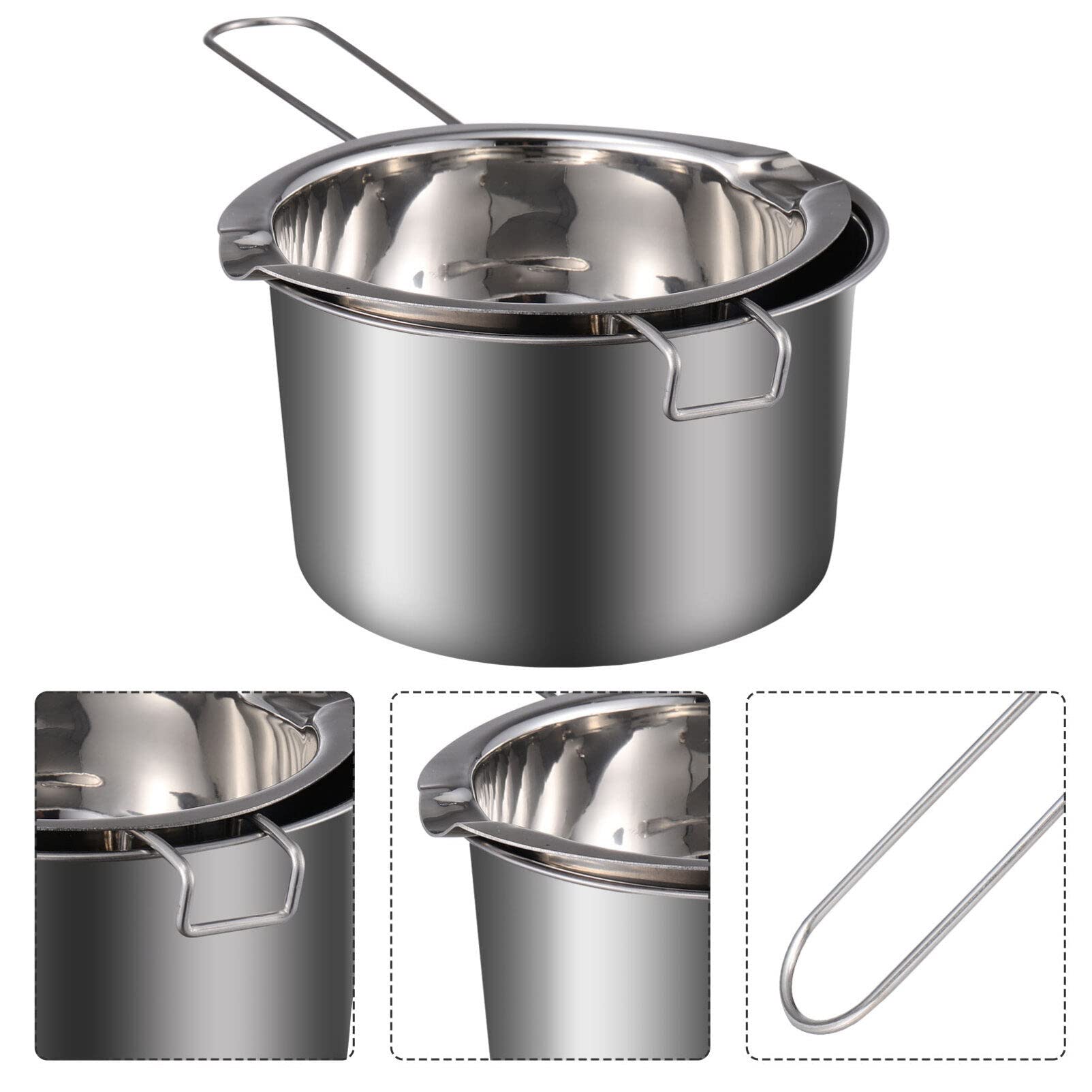 1 Set Double Boiler Pot Stainless Steel Water Boiling Melting Pot With Dual Pour Spout For Candle Butter Chocolate Cheese Carame
