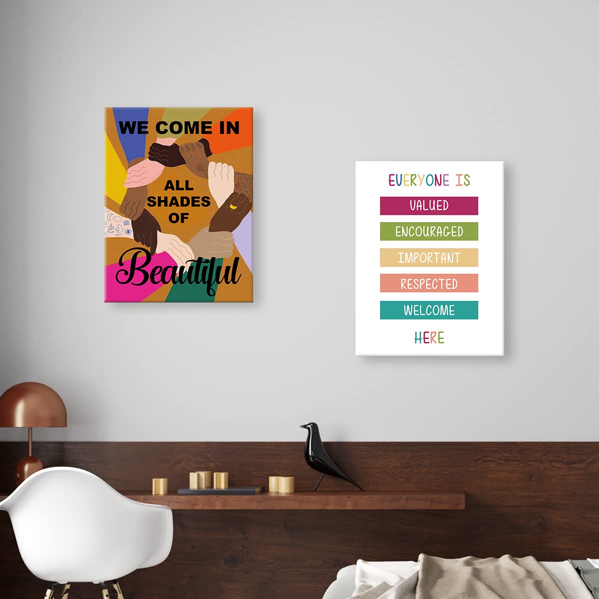Listngbo We Come In Shape Of Beautiful Canvas Frame Wall Art,Diversity Equality Motivational Quote Canvas Print Ready To Hang Fo