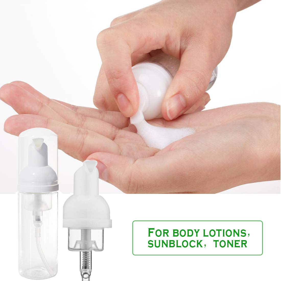 12 Pcs Empty Bottle Travel Soap Bottle  Plastic Foam Dispenser Bottle  Mini Foaming Soap Pump Dispenser for Cleaning  Travel  Cosmetics Packaging (50 ML)