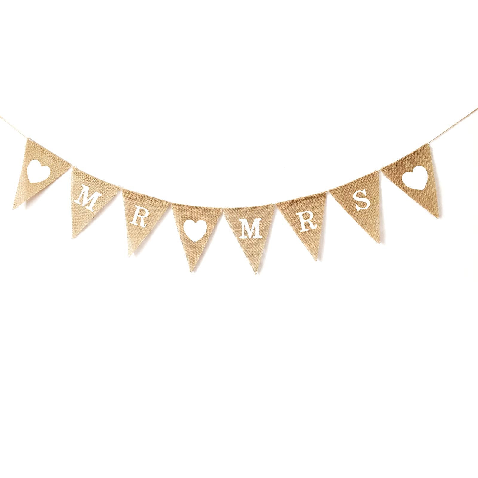 Lwr Crafts Burlap Bunting Banner Triangle Heart Mr Mrs