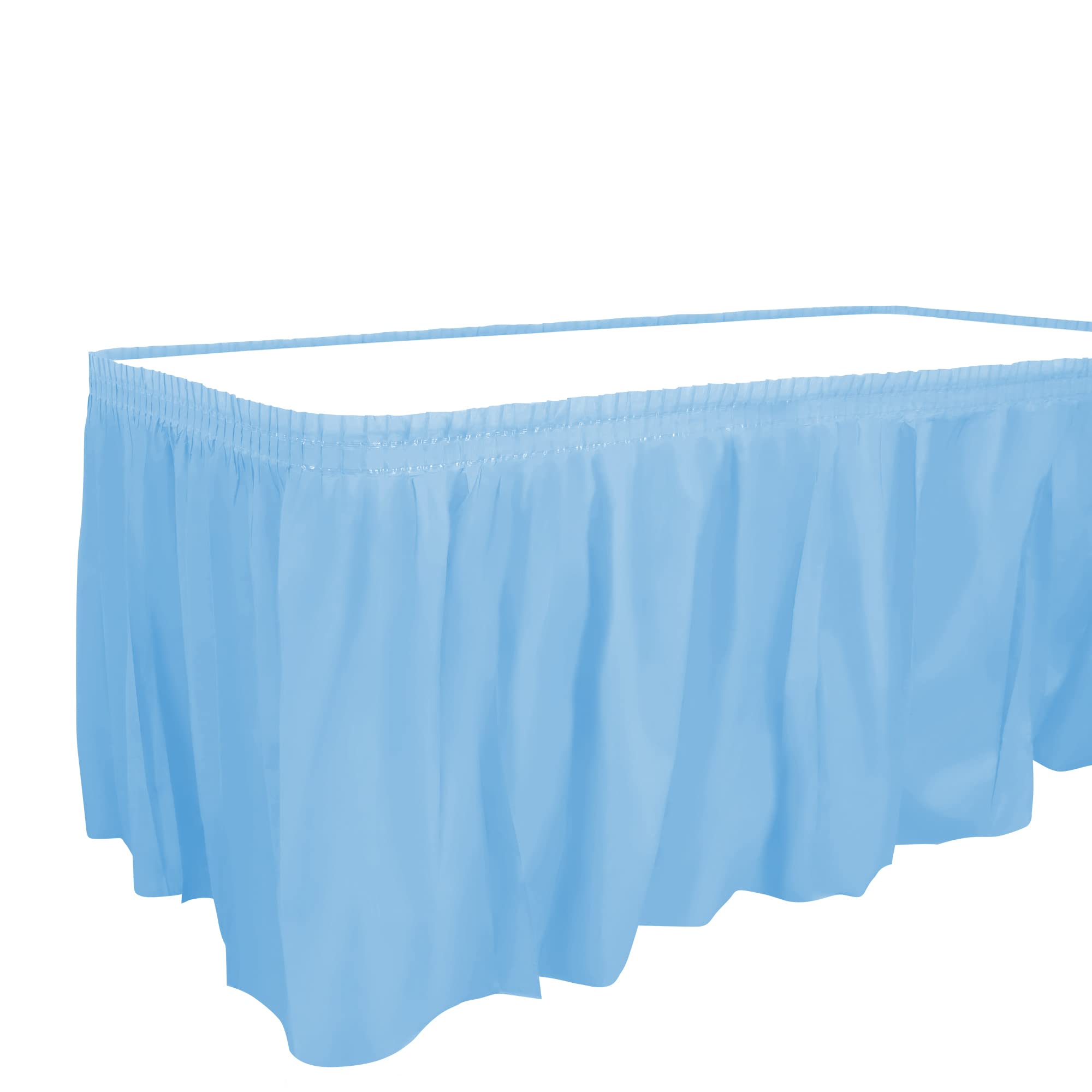 Party Dimensions Plastic Table Skirt, 29-Inches By 14-Feet - Light Blue - 1 Pack