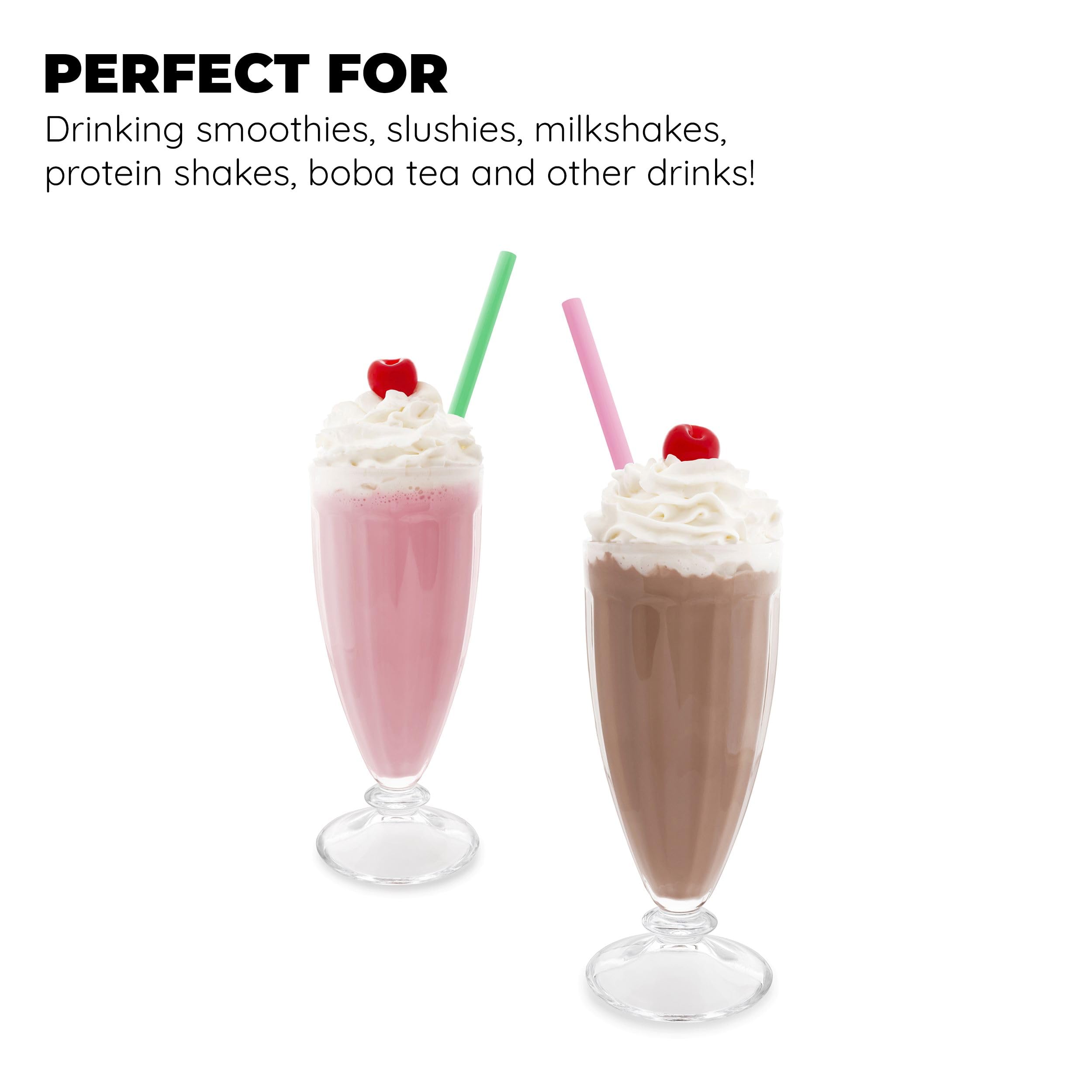 Jacent Jumbo Smoothie Straws: 36 Count Per Pack, Disposable Big Plastic Drinking Straws For Milkshakes, Drinks, Smoothies