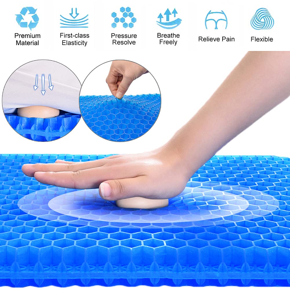 Large Gel Seat Cushion, Double Layer Egg Gel Cushion For Car Seat Office Wheelchair Chair, Breathable Chair Pads Help In Relievi