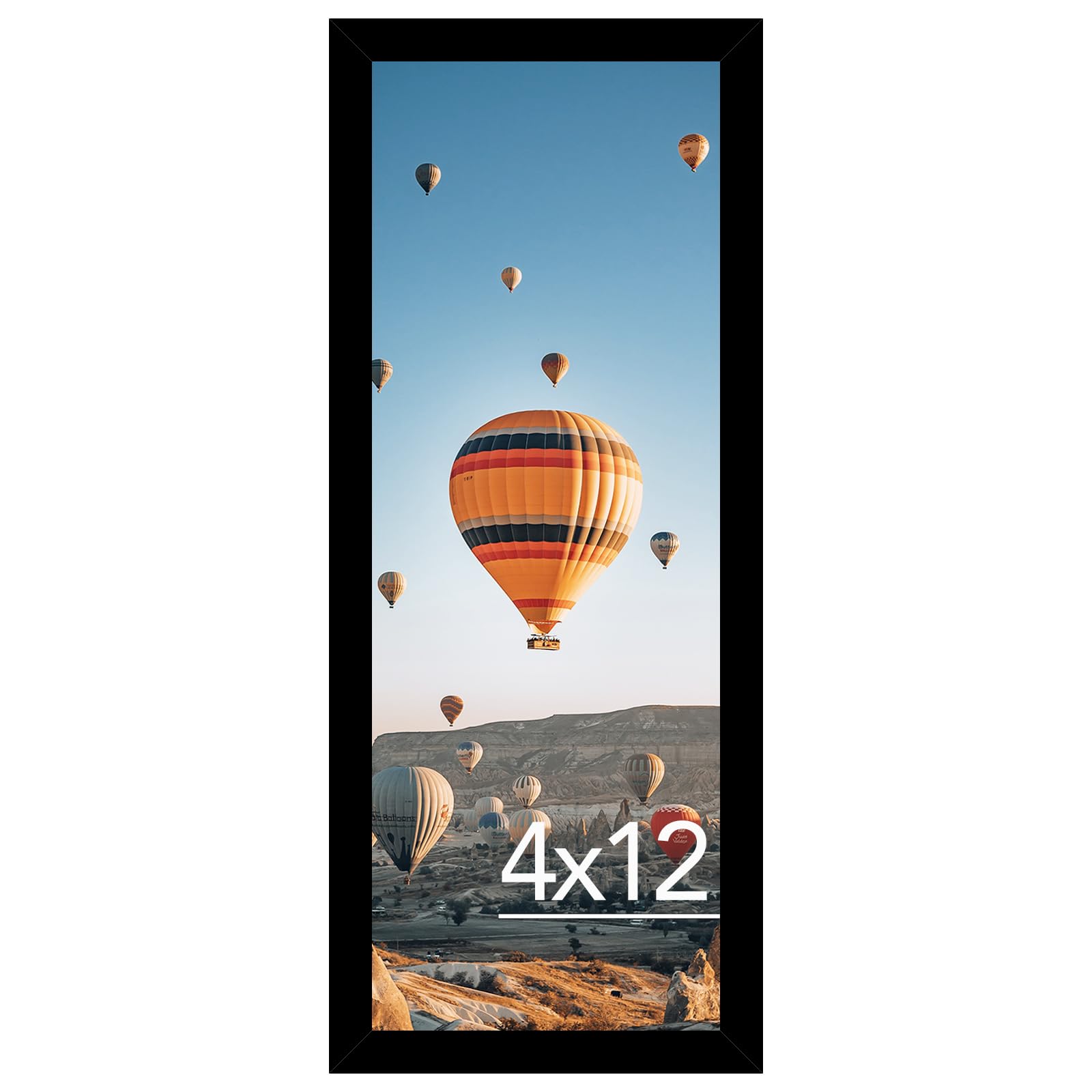 JCJMY 4x12 Picture Frame Black for Wall Hanging or Tabletop, Wall Mounting Horizontally or Vertically, 4 x 12 Wall Gallery Poste