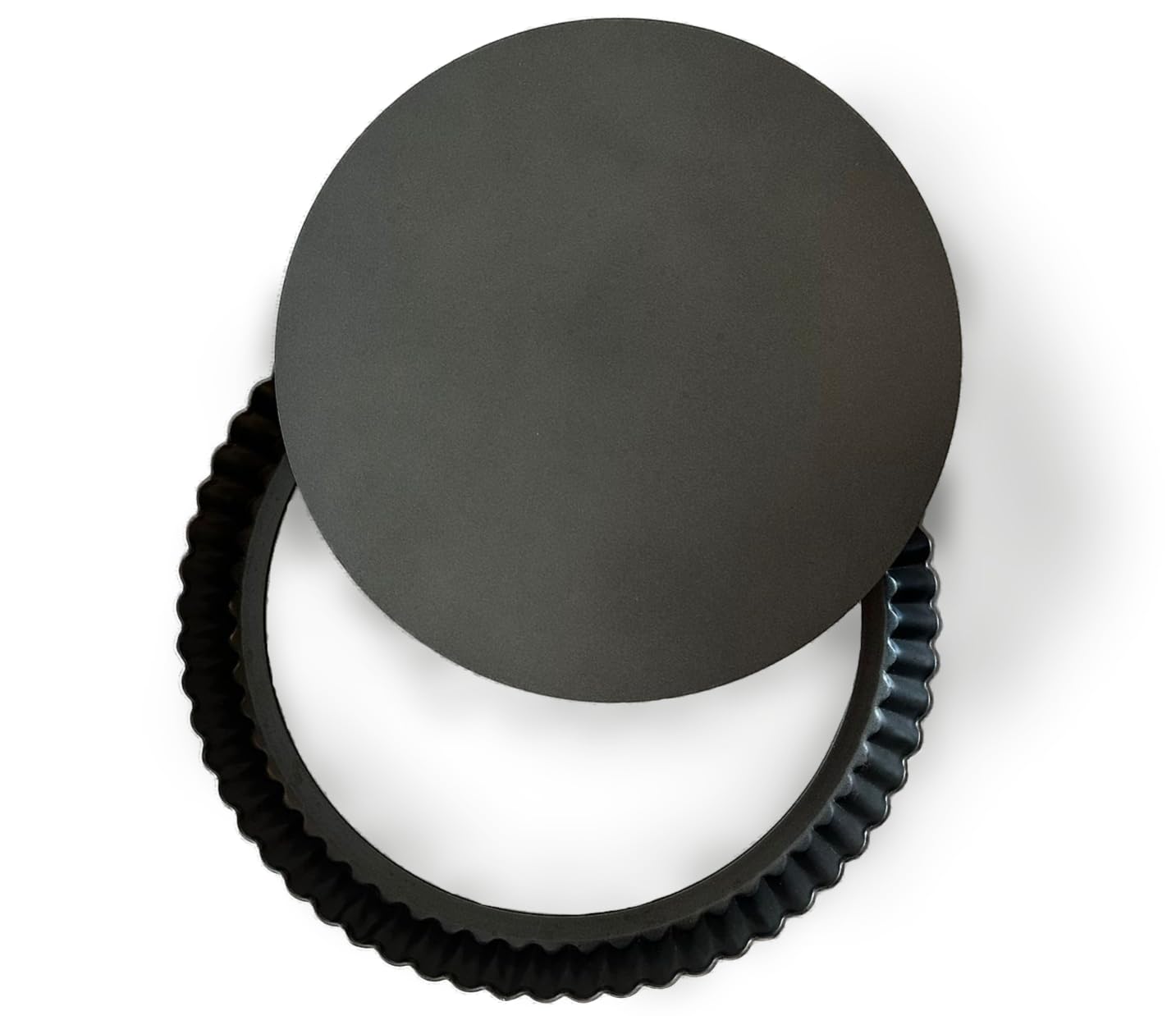 Yumtart 9 Inch Round Tart Pan, False Bottom Pie Pan, Deep Fluted Tart Pan - Non-Stick Tart And Quiche Pan With 10 Parchment Shee