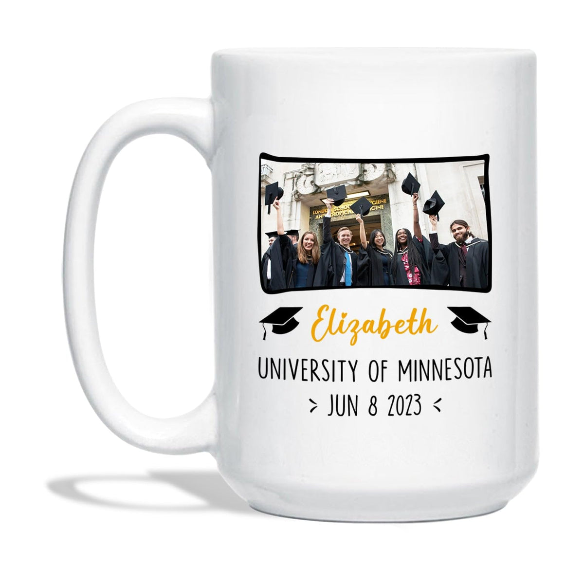 Ezaro Personalized Graduating Coffee Mug with Photo/Name/School/Date, Graduation Porcelain Mug Gift College High School Students