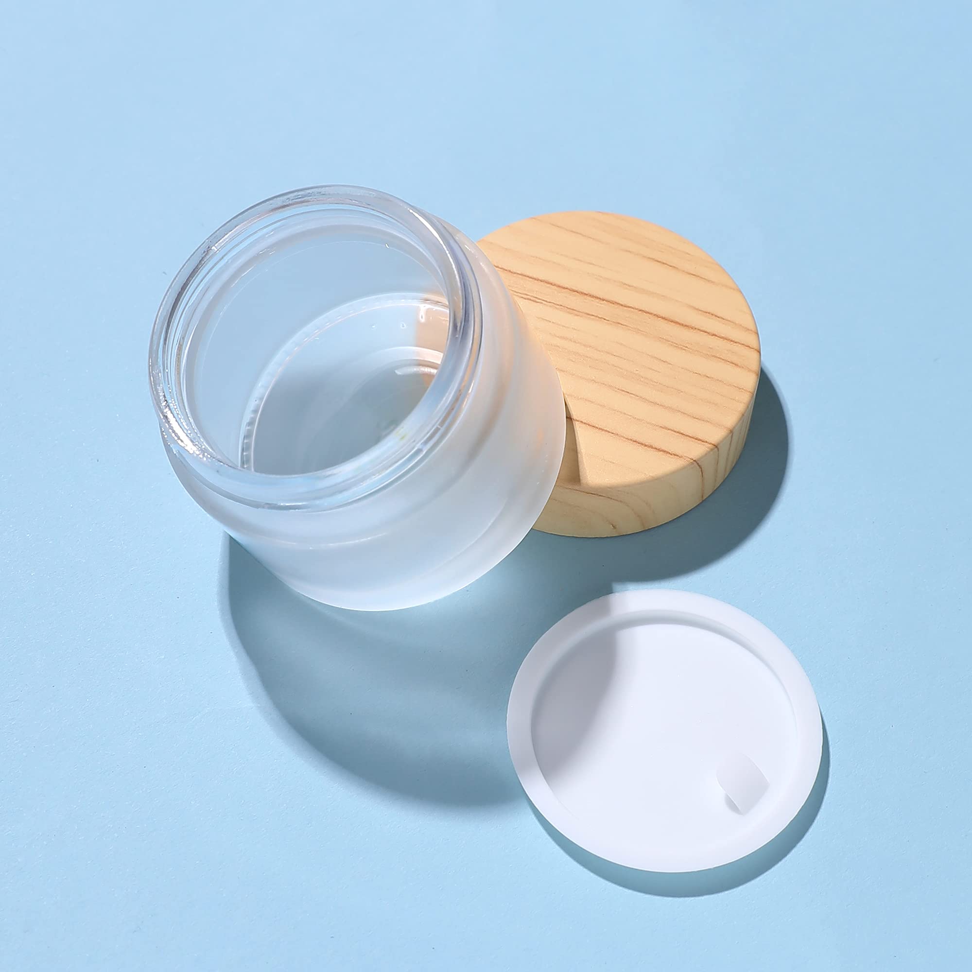 50 Gram/Ml Glass Cosmetic Containers With Lids,Round Frosted Cosmetic Jars With Leakproof Lids,Small Empty Glass Sample Jars For