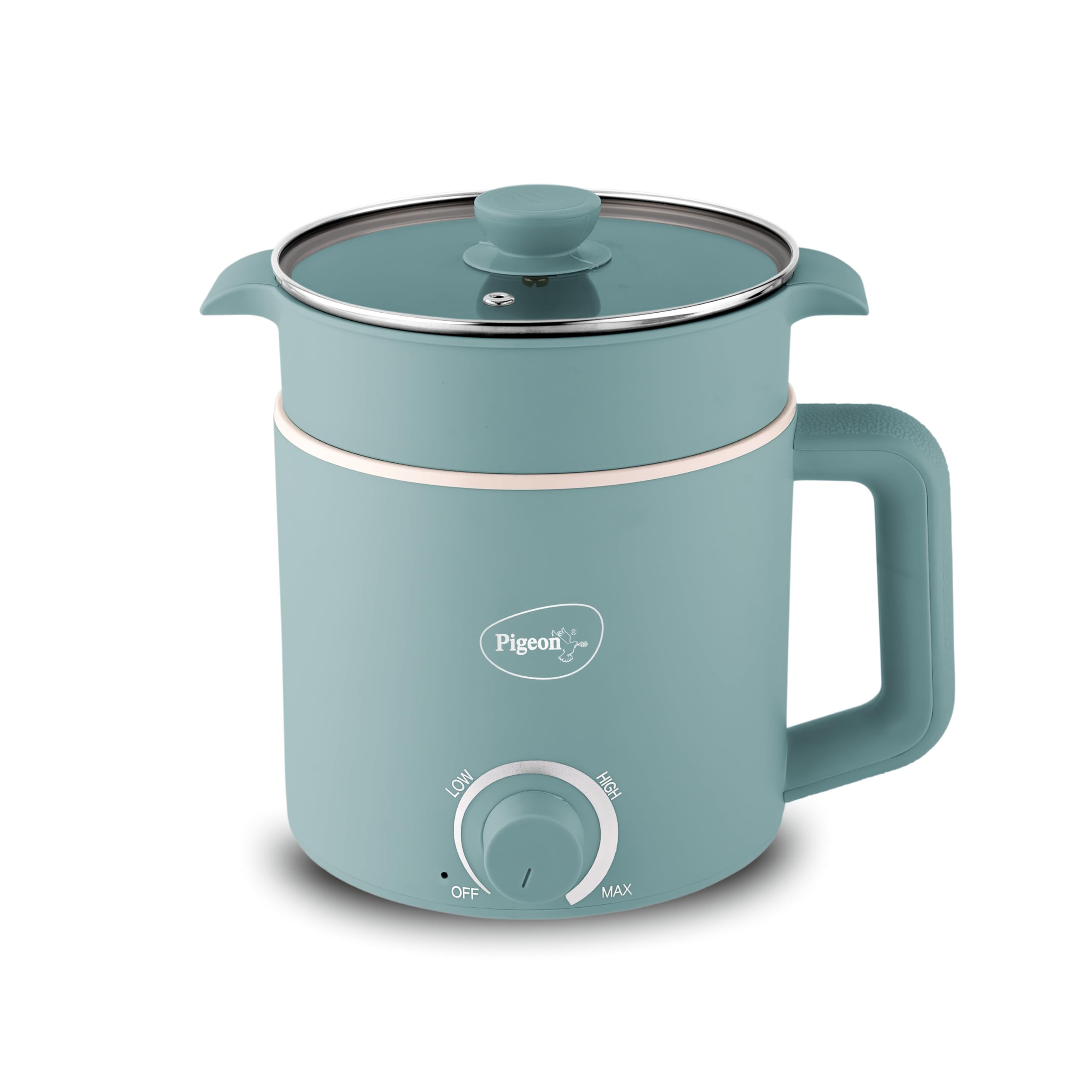 Pigeon By Stovekraft Swift Plus Multi-Cook Kettle 1.5L, With Steamer, Egg Rack - Blue | Double Layered | Food Grade Stainless St