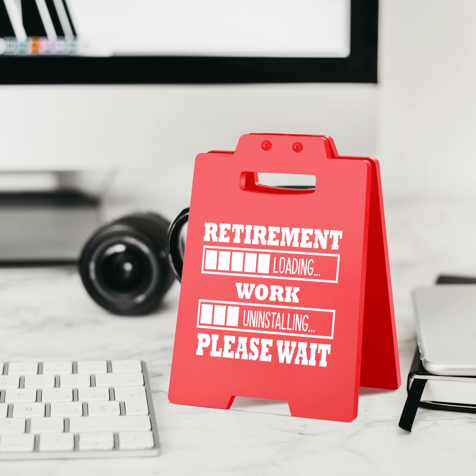 2025 Funny Retirement Gift for Teacher, Nurse, Coworker, Boss, Friend | Humorous Retirement Loading, Work Uninstalling Desk Sign