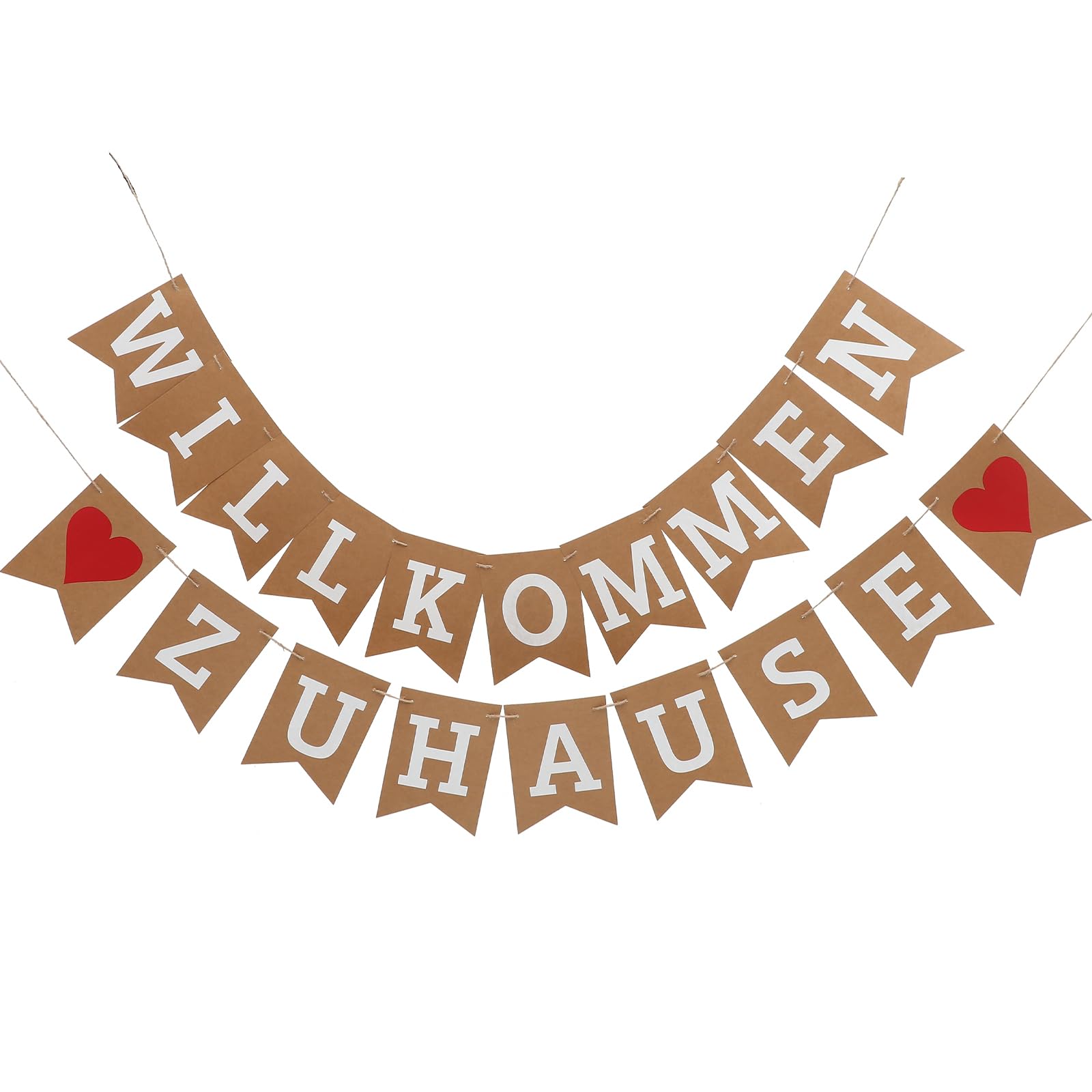 Amosfun Welcome Home Banner German Letter Willkommen Zuhause Rustic Bunting Garland Family Gathering Photo Booth Props
