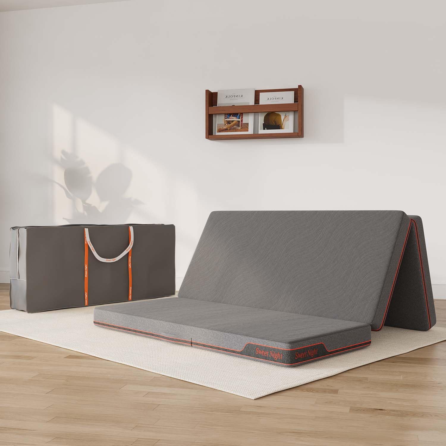 Sweetnight Folding Mattress Queen Size With Carry Bag, 4-Inch Foldable Mattress For Travel, Camping, Guest - Breathable Mesh Sid