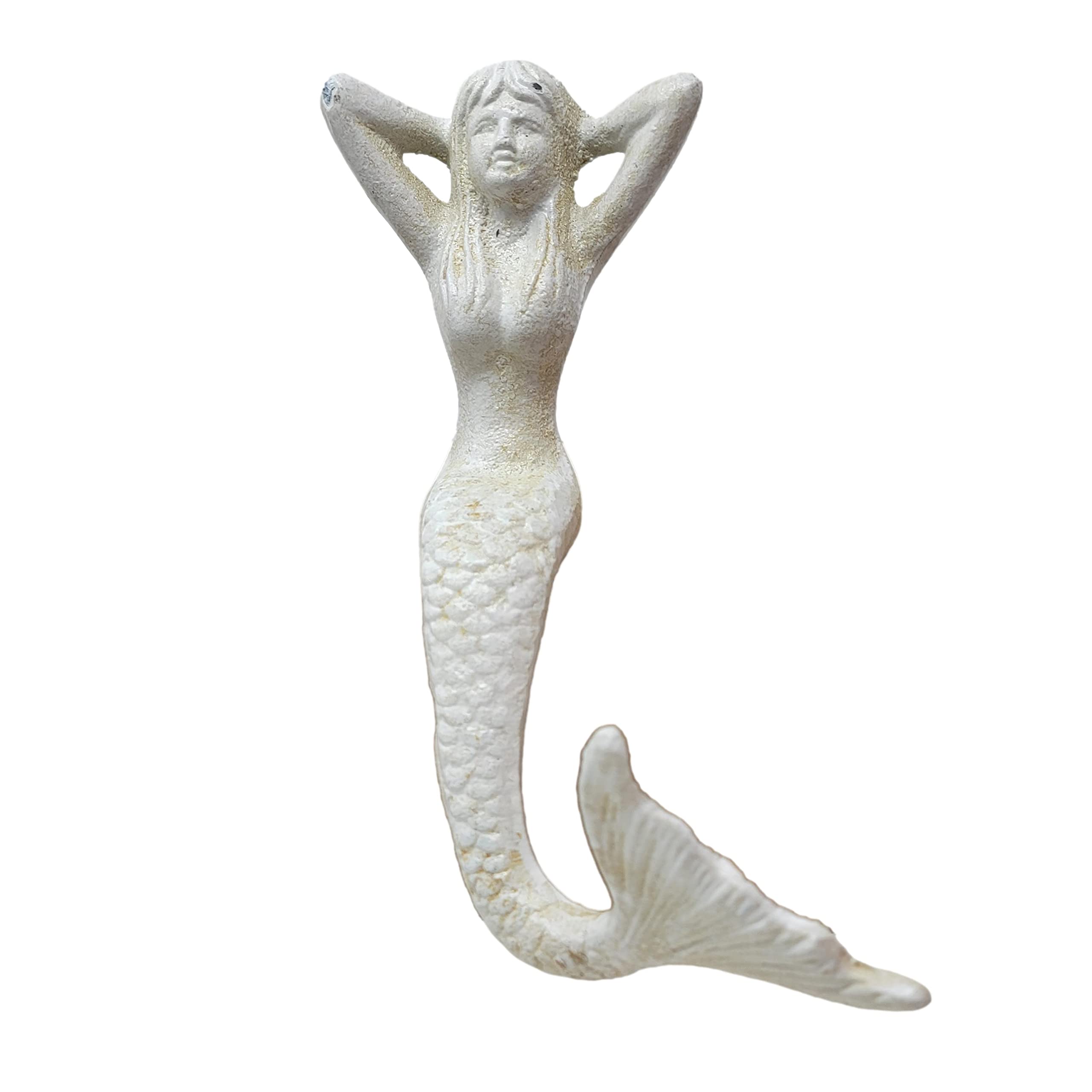 MY SWANKY HOME Mermaid Coastal White Iron Stocking Holder | Cottage Beach Christmas