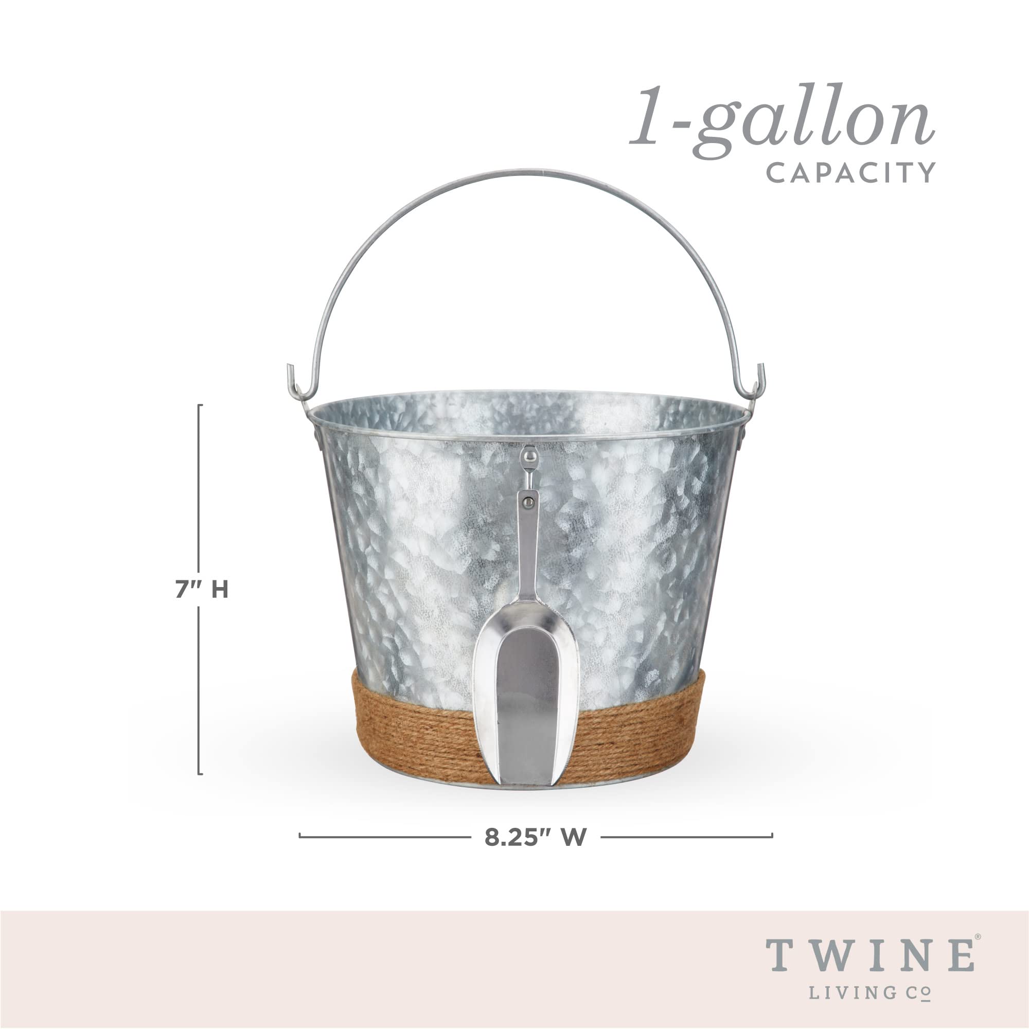Jute Wrapped Galvanized Ice Bucket By Twine