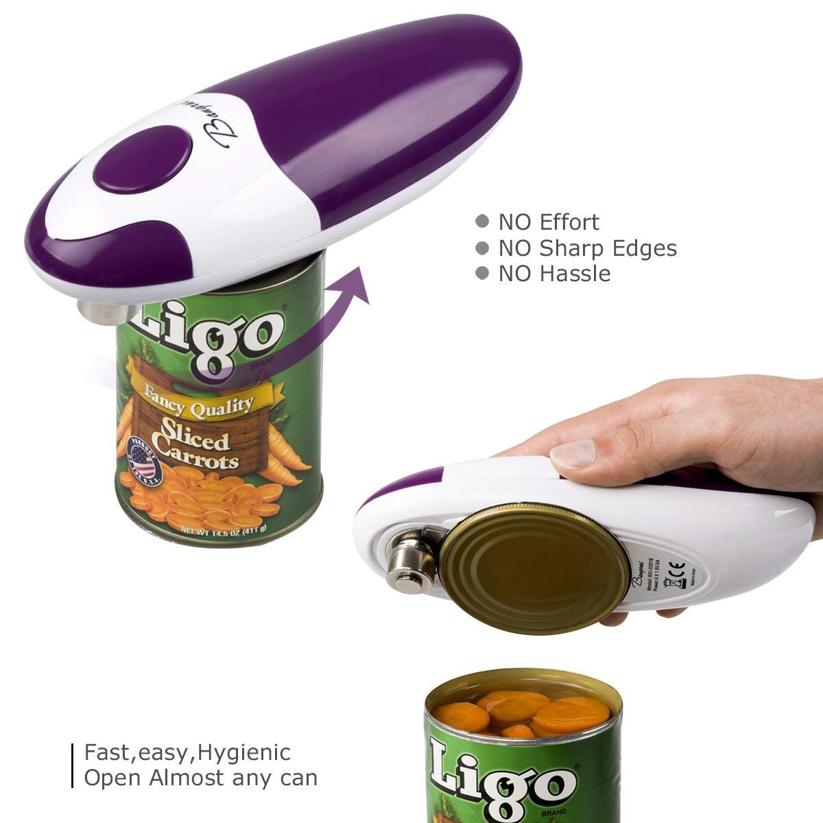 Kitchen Automatic Safety Cordless One Tin Opener&Bangrui Professional Electric Opener.One-Touch Switch .Smooth Can Edge.Being Fr