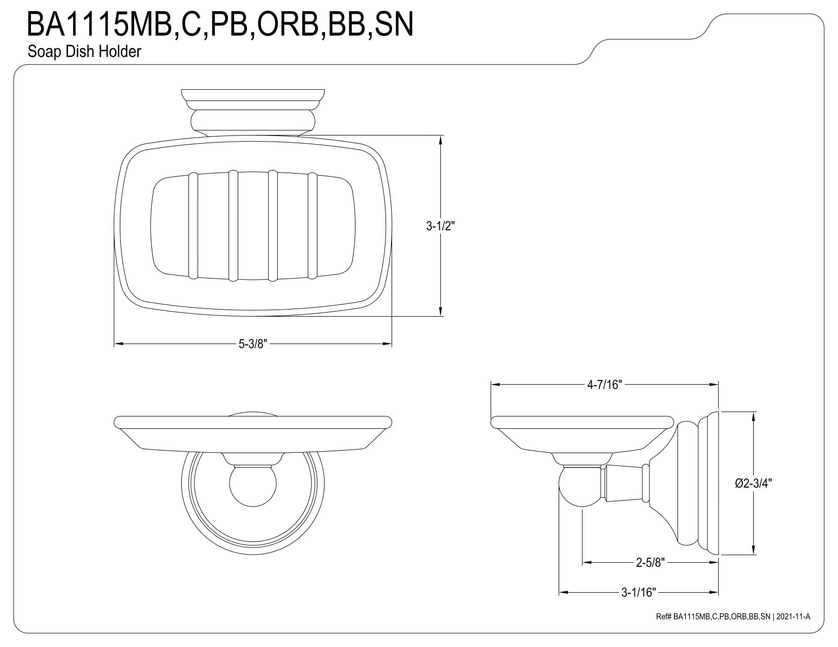 Kingston Brass BA1115SN Victorian Wall-Mount Soap Dish  Brushed Nickel