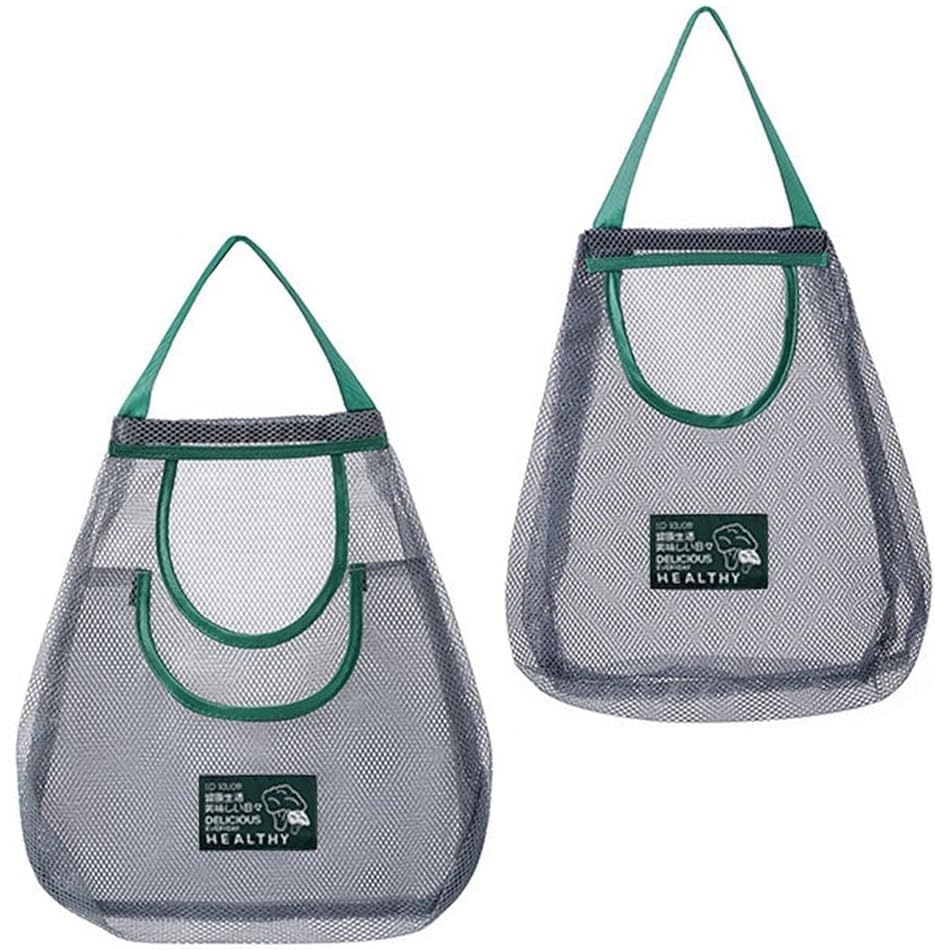 Amirate Hanging Storage Mesh Bags 2Pc Wall Hanging Fruit Basket For Vegetable Storage Tote Bags For Garlics, Potatoes, Onions Or