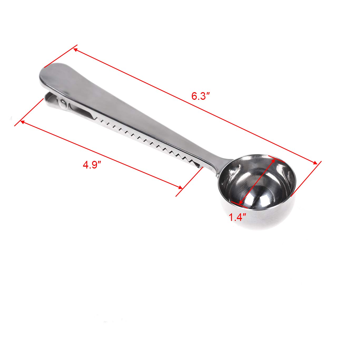 Cosmos 2 Pcs Stainless Steel Coffee Measuring Scoop Spoon With Bag Clip