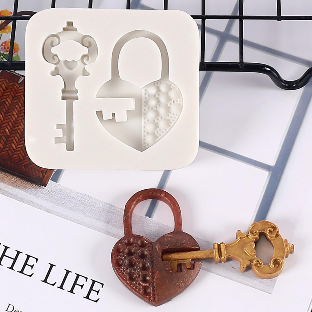 Kuuguu 3 Pack Lock Key Shapes Silicone Fondant Mold,Candy Making Mould Chocolate Molds Craft Mould Diy Handmade Cake Decoration