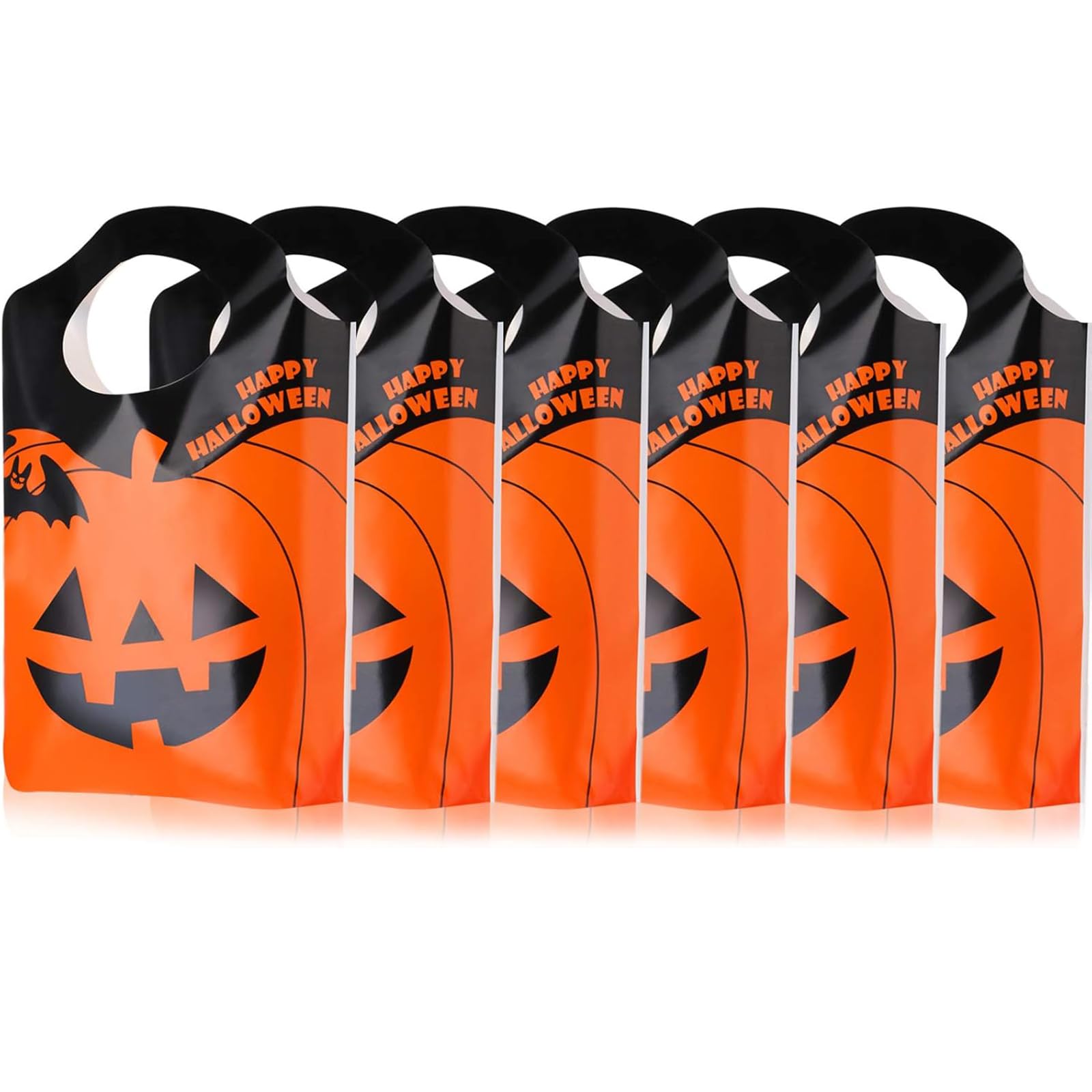Boao Halloween Tote Bags Jack-O-Lantern Pumpkin Candy Bags Trick Goody Bags For Halloween Party Favors Supplies(50 Pieces)