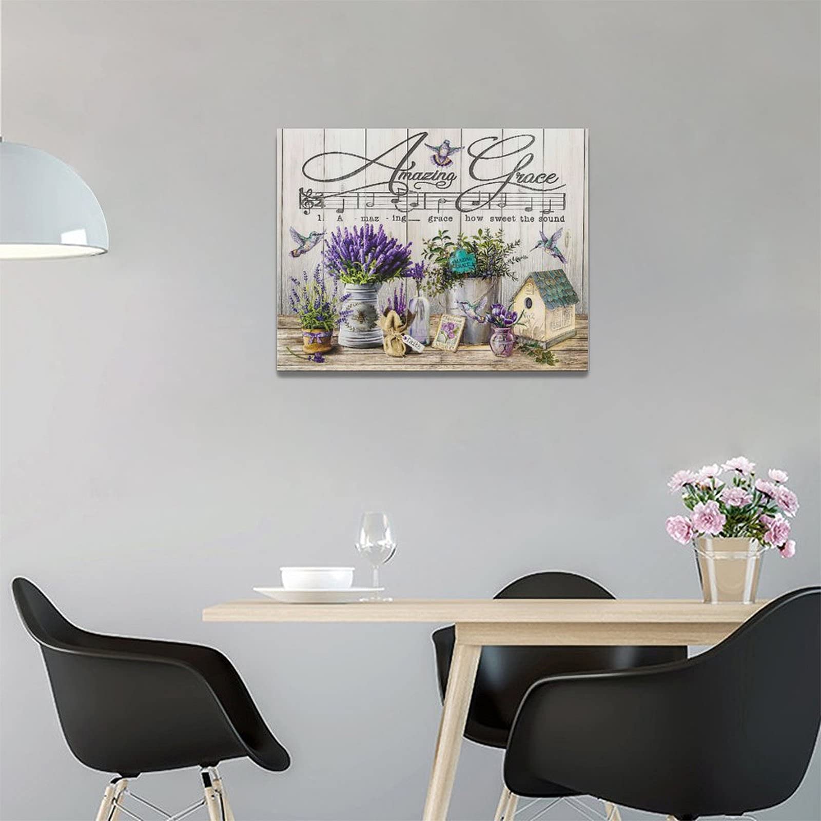 Purple Lavender Bathroom Wall Art Farmhouse Amazing Grace Hummingbird Pictures Wall Decor Christian Faith Inspirational Quotes C