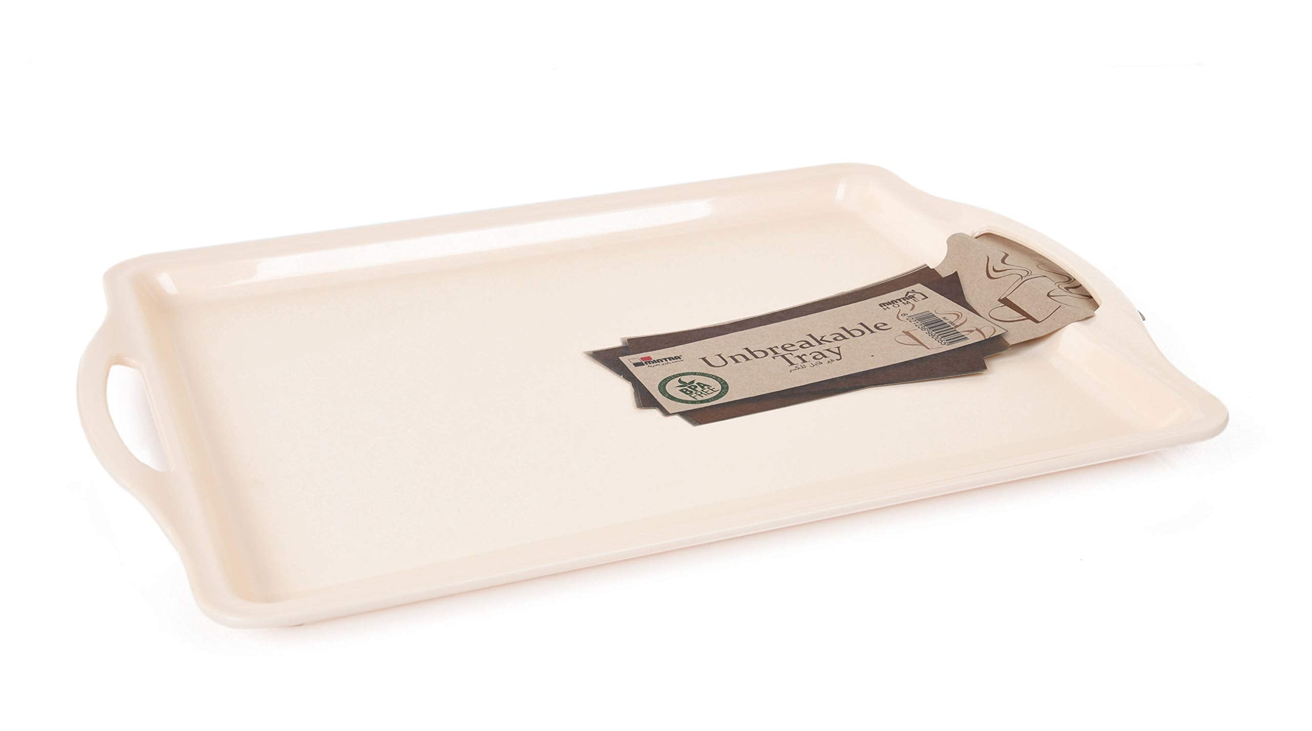 Mintra Home Durable Serving Tray - (1Pk, Cream) Unbreakable, Breakfast, Cafeteria, Fast Food, Handles