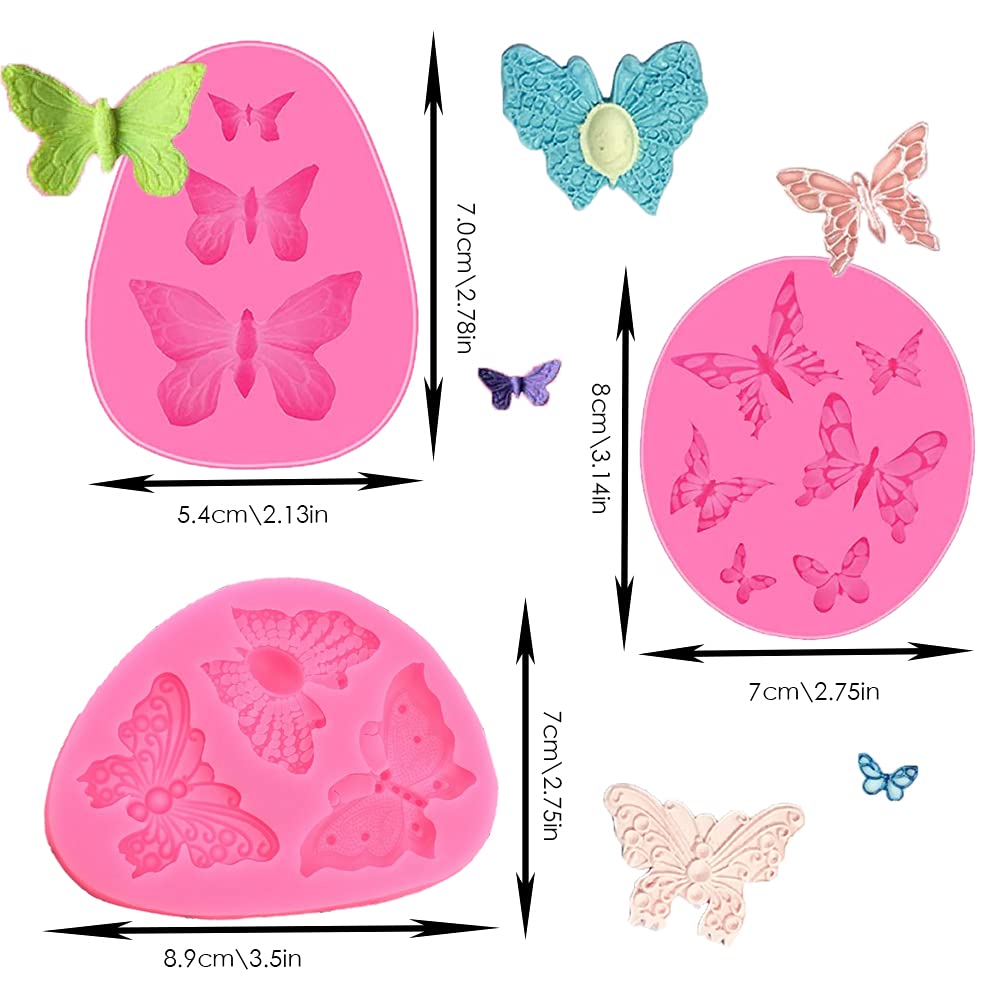 6 Pcs Butterfly Silicone Molds, Bosoirsou Non-Stick Baking Mould Fondant Mold For Cupcake Cake Decoration Gummy Chocolate Candy