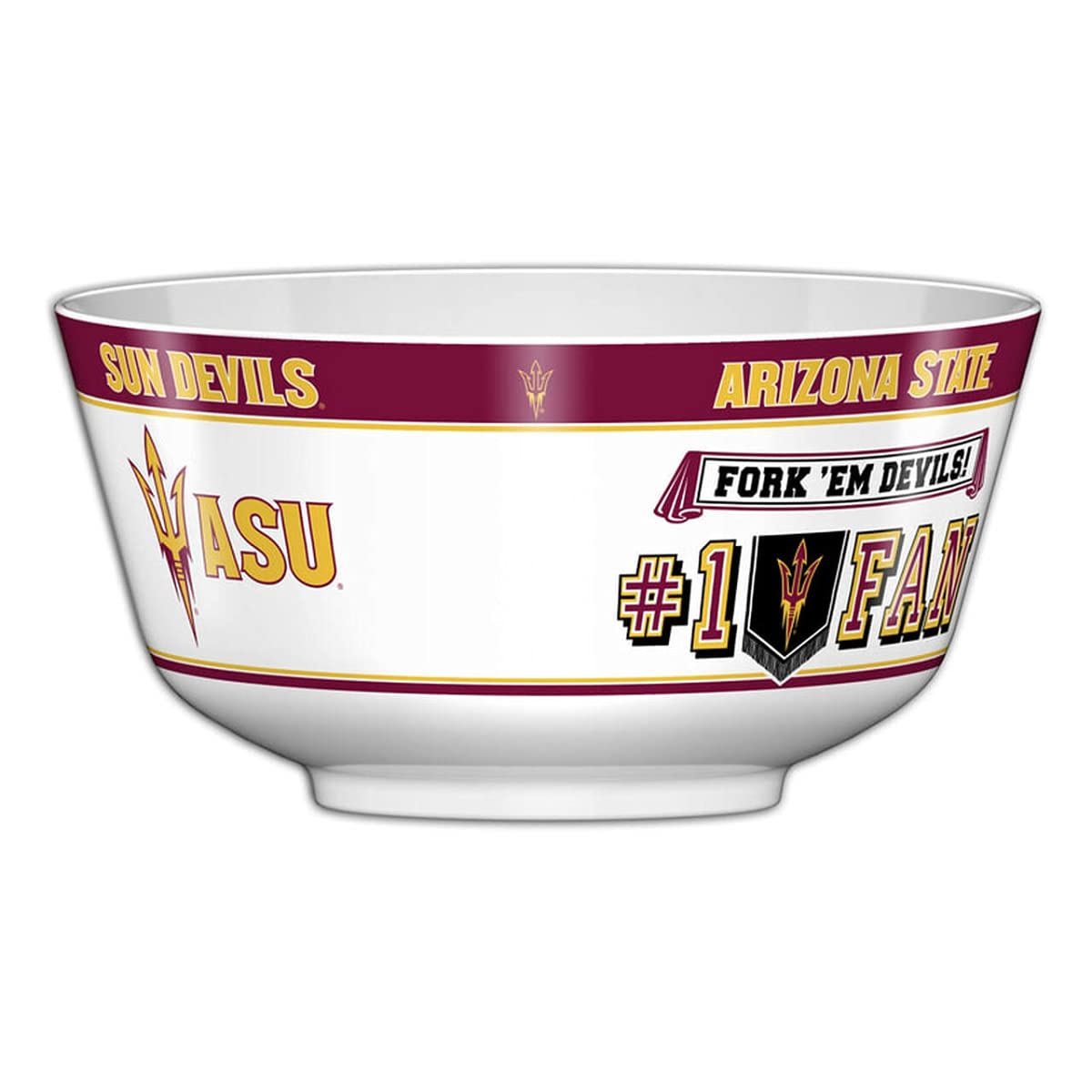 Fremont Die Ncaa Arizona State Sun Devils Party Snack Bowl, 7.85'' Bowl (1 Gallon), White/Team Colors