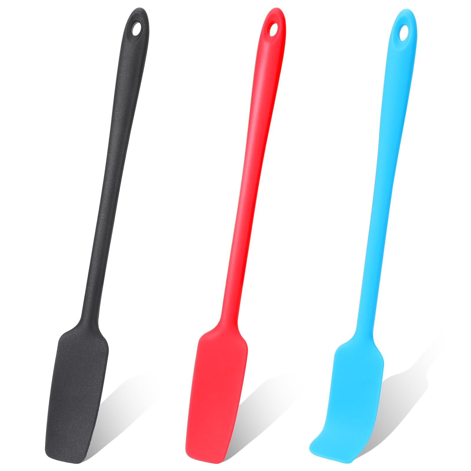 3 Pcs Silicone Jar Spatulas With Long Handle, Jam Spreader Rubber Spatula Heat Resistant Non-Stick Silicone Scraper Small Spatul