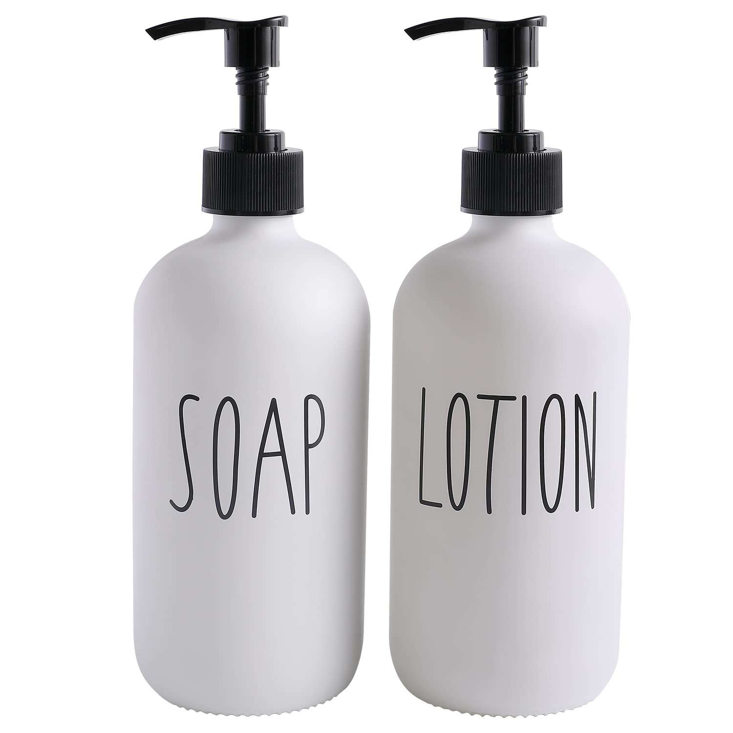 Momeemo White Soap Dispenser Bathroom Set, Contains Hand Soap And Lotion Dispenser. Suitable For Farmhouse Decor, Bathroom Acces