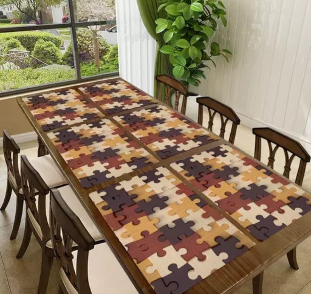 LOTUSKING Placemats Washable Set of 6 Place Mats NonSlip PVC TearProof Heat Resistant Place Mats 45 x 30 cm and Bring use of M