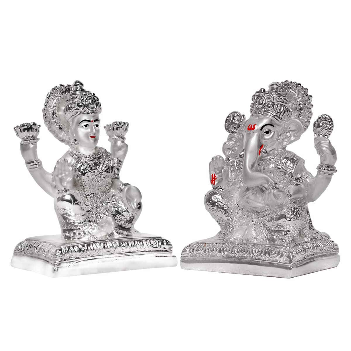 Diviniti Laxmi & Ganesha Idol For Diwali Home Decor|999 Silver Plated Sculpture Of Laxmi Ganesha Figurine|Idol For Home, Office,