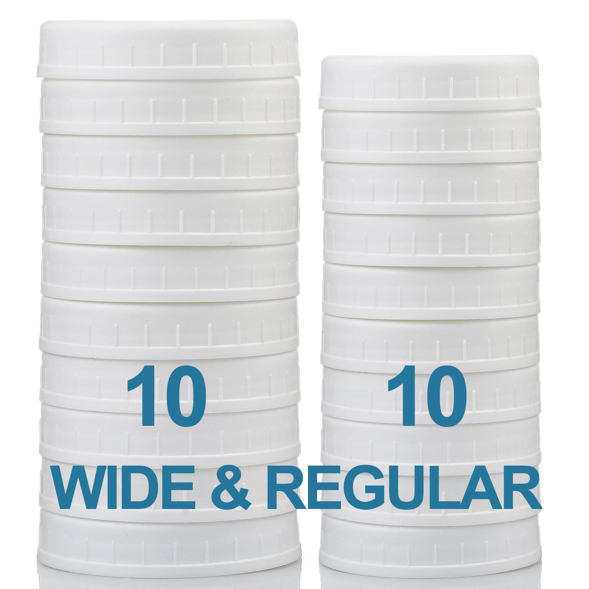 Aozita 10 Wide Mouth & 10 Regular Mouth Mason Jar Lids - 20 Pack Food Grade Plastic Mason Jar Caps For Ball, Kerr And More Canni