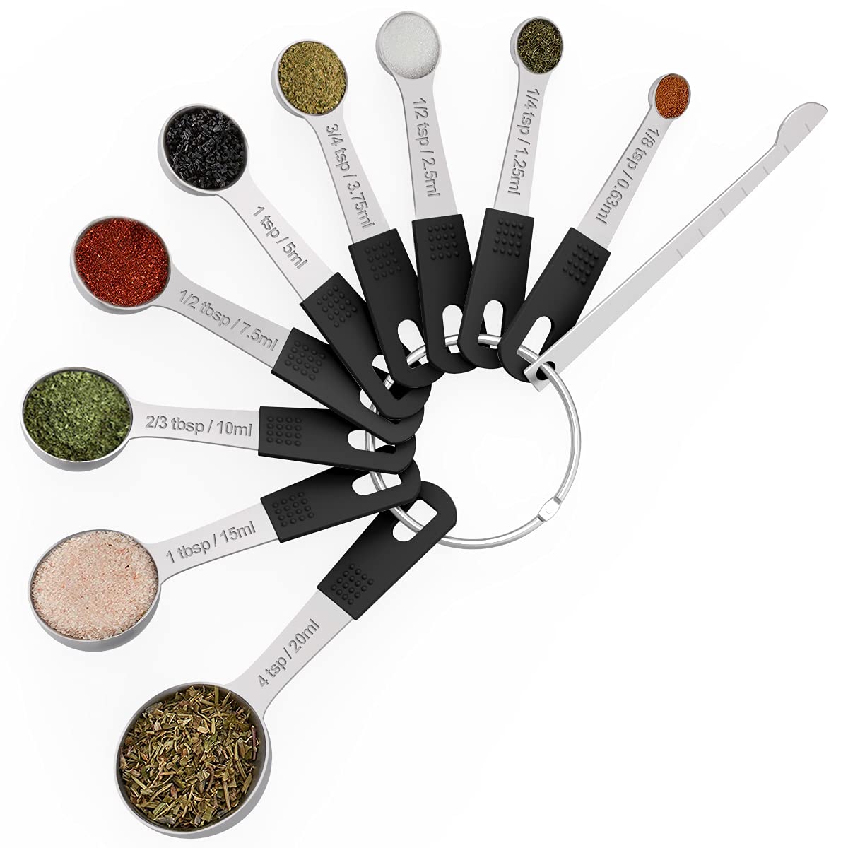 Measuring Cups & Spoons Set Of 18 - Wildone Stainless Steel Nesting Measuring Cups 8 Piece And 9 Measuring Spoons, 1 Leveler, Id