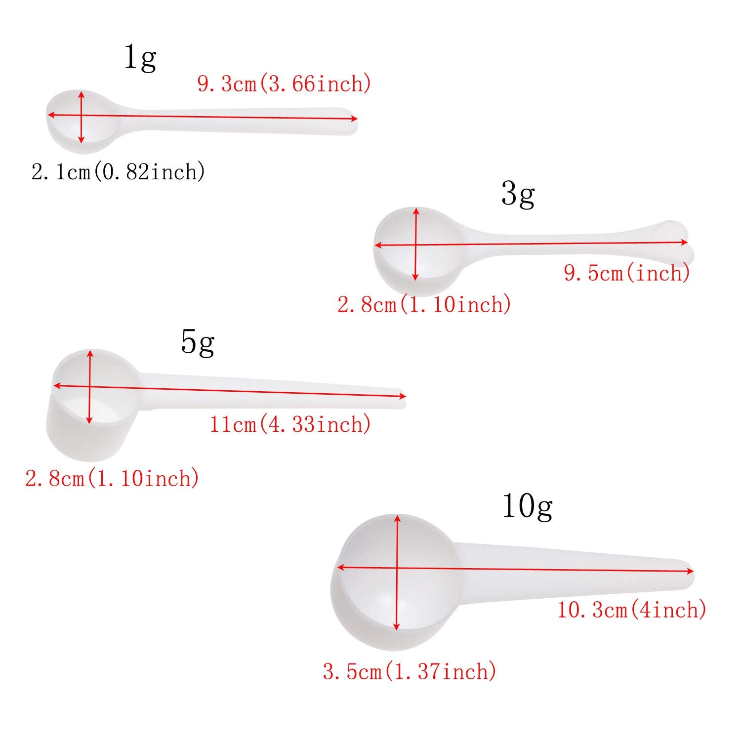 Onlykxy 1/3/5/10G Measuring Spoons Coffee Protein Milk Powder Scoops Spoon Kitchen Tools