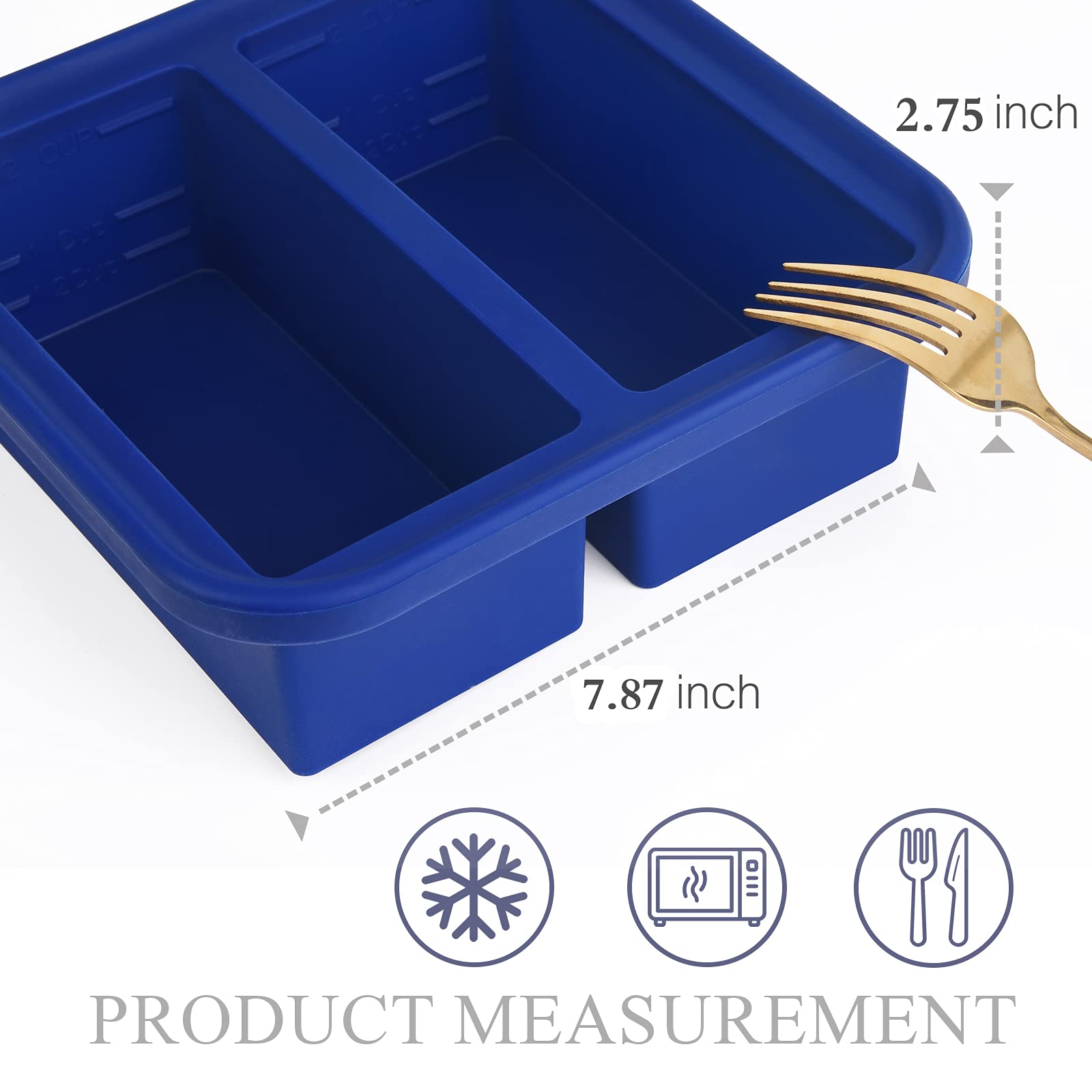 Kinggrand Kitchen 2-Cup Silicone Freezer Tray With Lid - 2 Pack - Make 4 Perfect 2-Cup Portions - Easy Release Molds For Food St