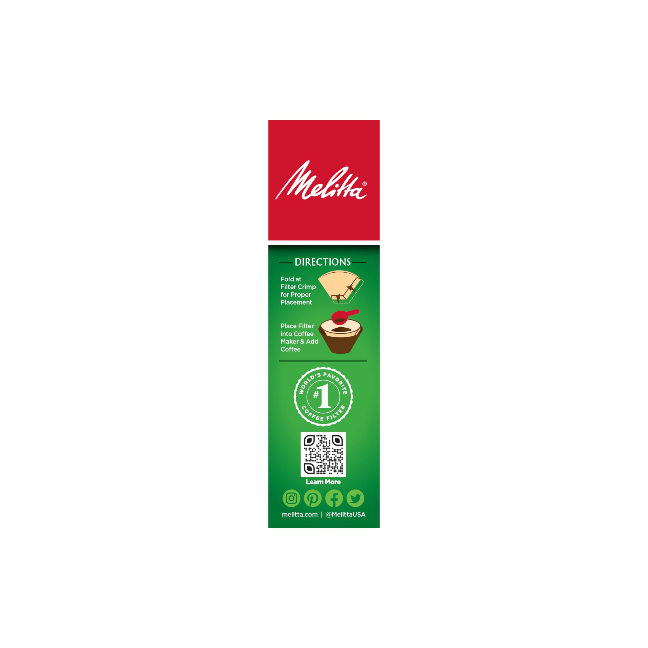 Melitta #4 Cone Coffee Filters, Unbleached Natural Brown, 100 Total Filters Count - Packaging May Vary