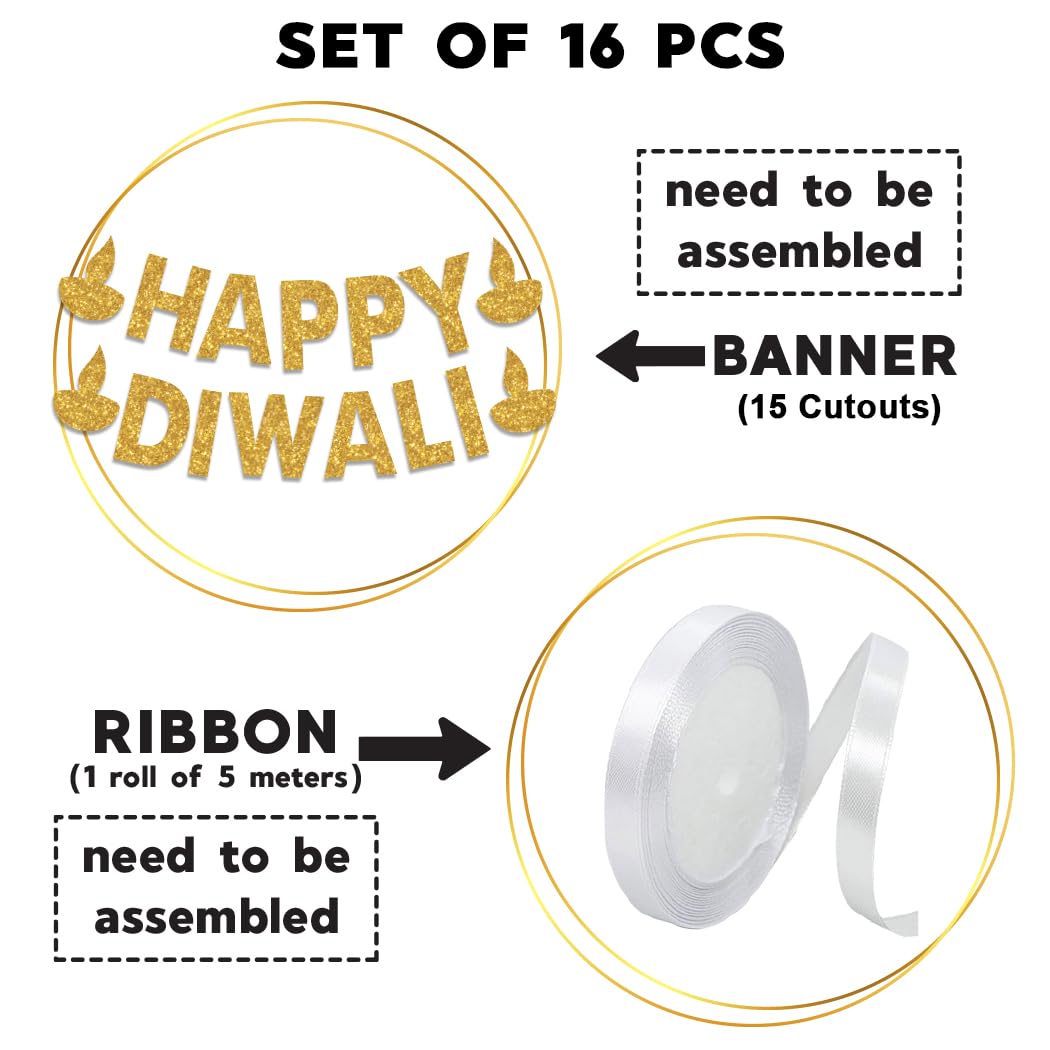 Festiko Happy Durga puja Banner/Photo Booth/Swirls for Durga puja Festival Decoration (Happy Diwali Banner - 03)