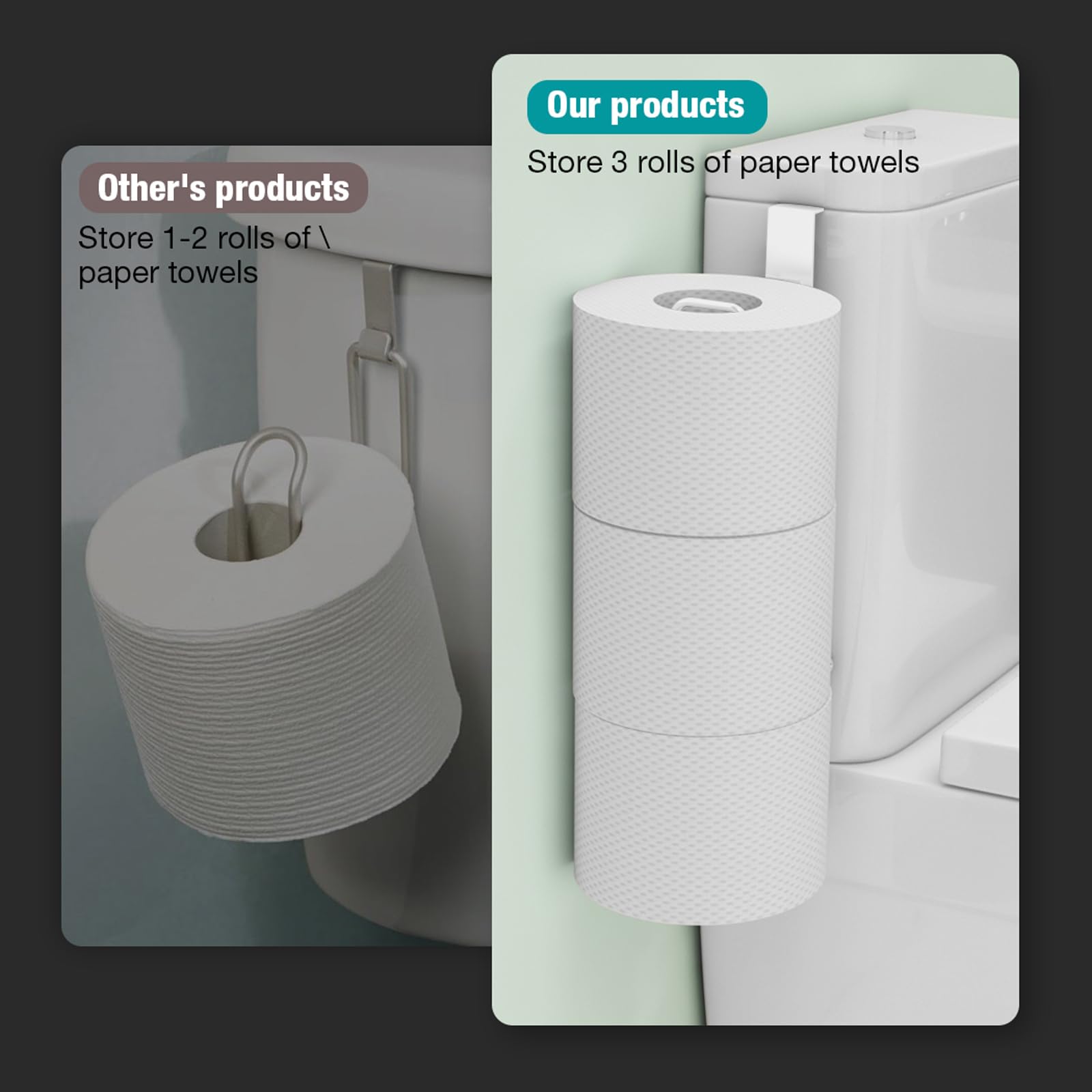 Conworld Toilet Paper Storage For 3 Roll Tissue, Over The Tank Toilet Paper Holder, Stainless Steel Rustproof Toilet Paper Holde