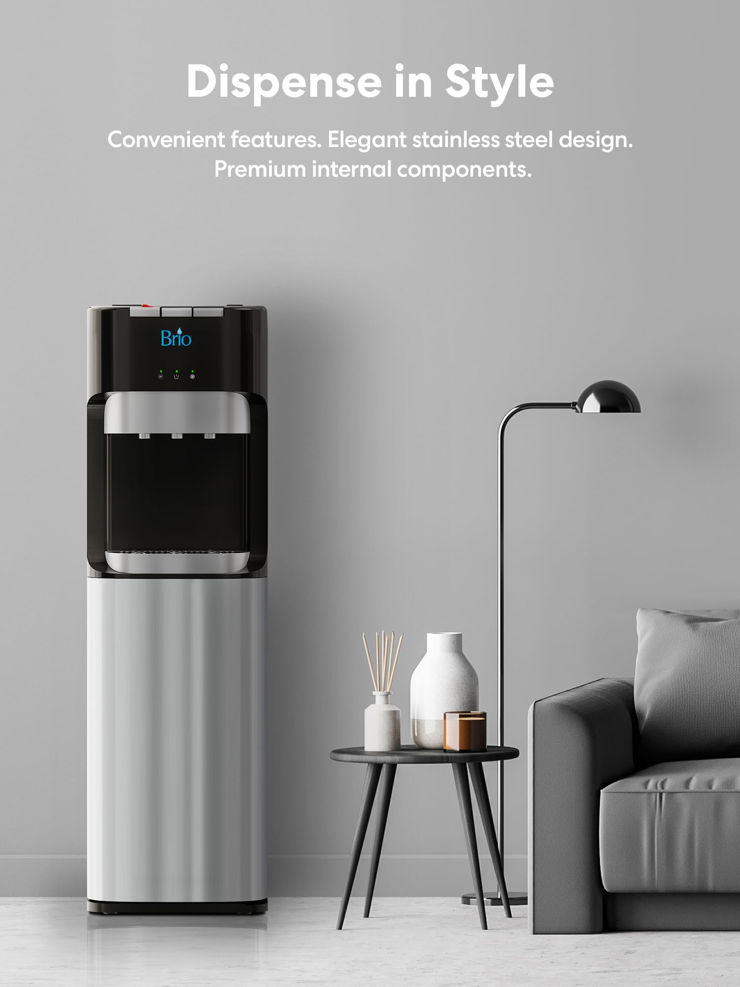 Brio 400 Series Self-Cleaning Uv Bottleless Water Cooler Dispenser - With 2-Stage Water Filter And Installation Kit, Tri Temp Di
