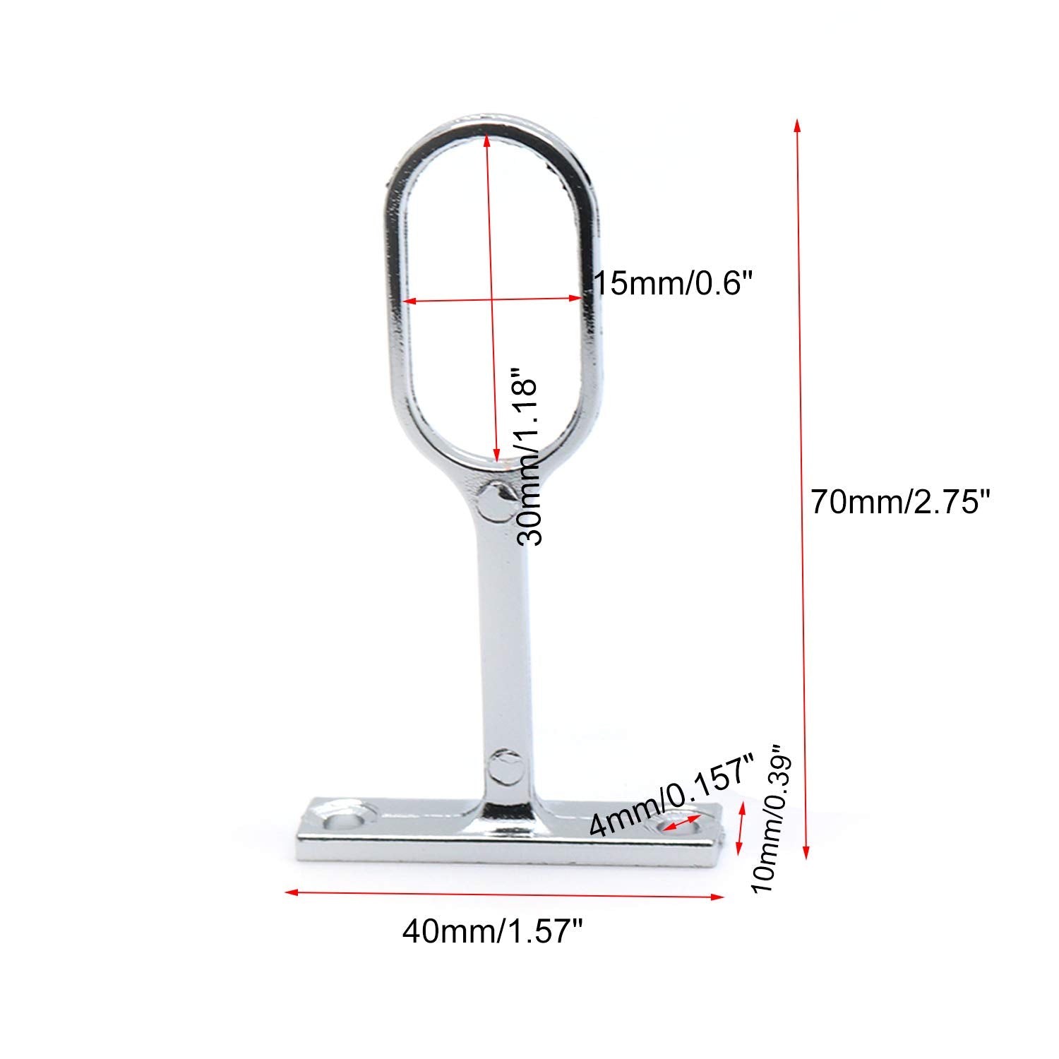 Rannb Oval Closet Rod Support Zinc Alloy Rod Middle Support - 8Pcs