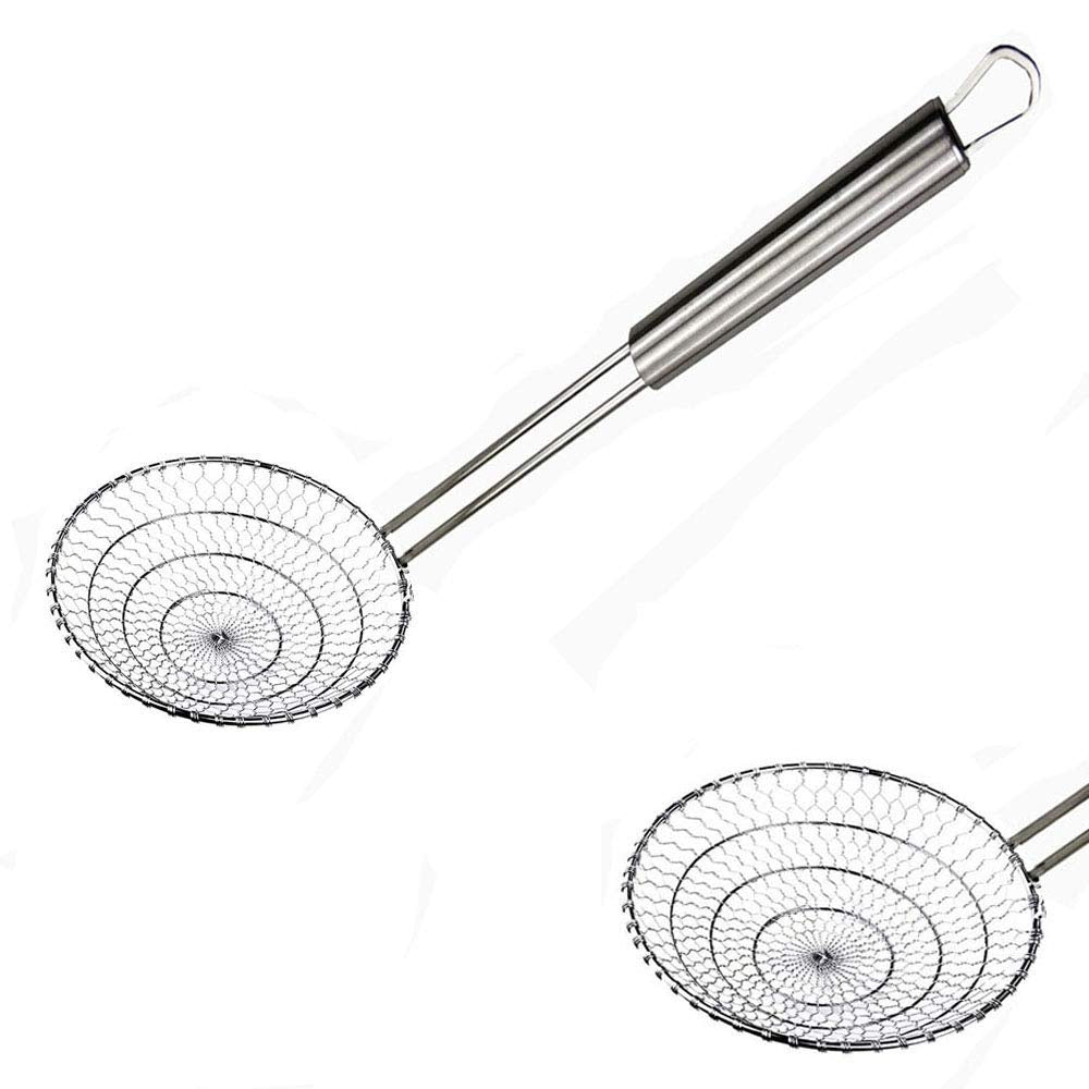 Xingmin Skimmer Spoon Fry Oil Mesh Strainer Spider Stainless Steel Asian Metal Large Fat Fish French Round Slotted Ladle Deep Wi
