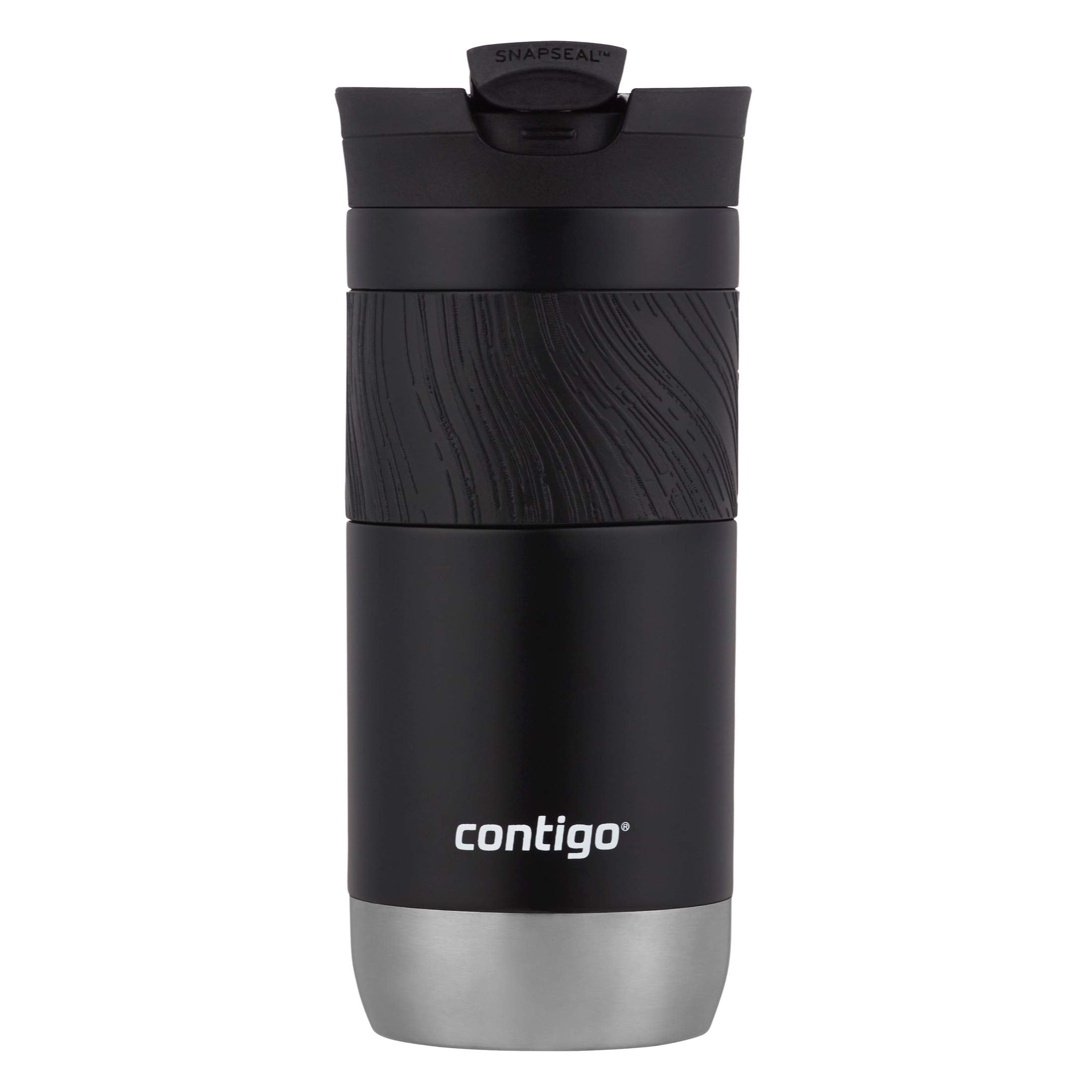 Contigo Byron Vacuum-Insulated Stainless Steel Travel Mug with Leak-Proof Lid  Reusable Coffee Cup or Water Bottle  BPA-Free  Keeps Drinks Hot or Cold for Hours  16oz  Licorice
