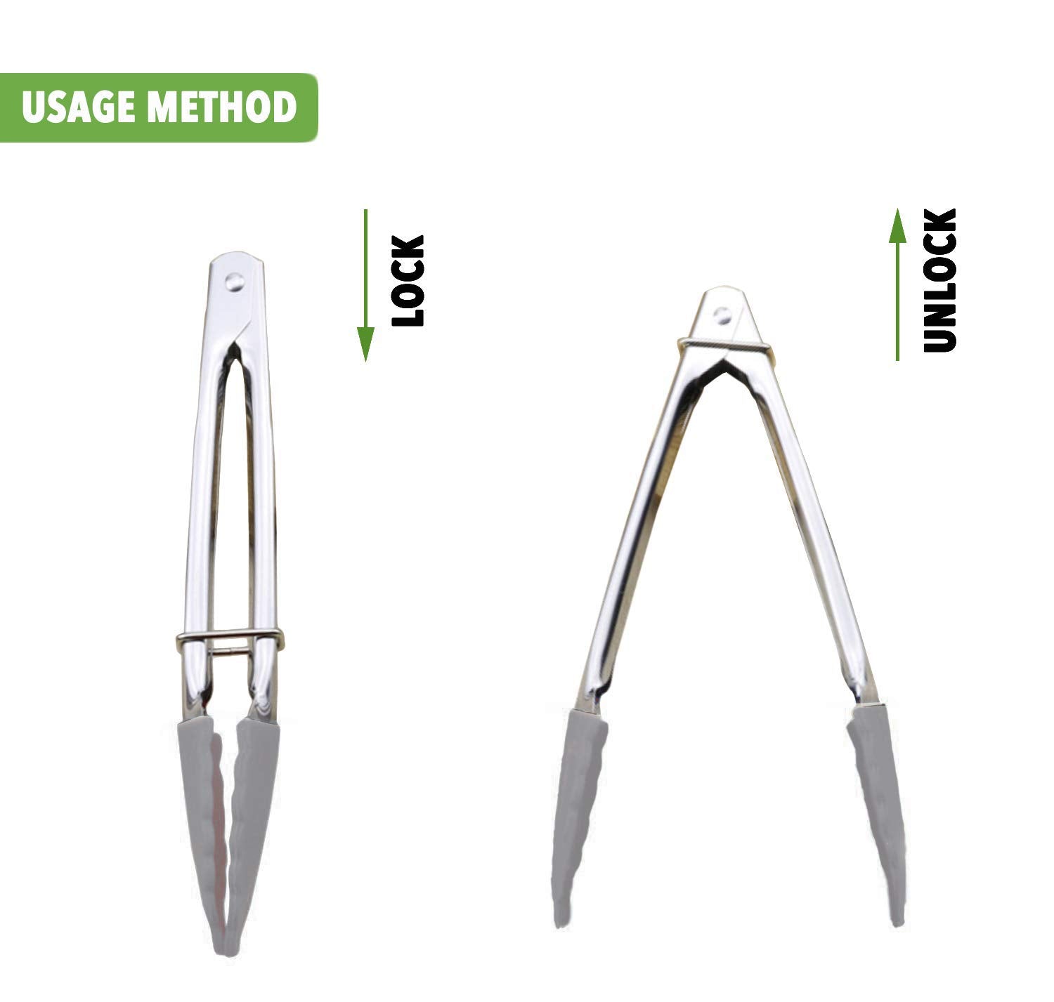 Hinmay Mini Tongs With Silicone Tips 7-Inch Small Serving Tongs, Set Of 3 (Black White Gray)